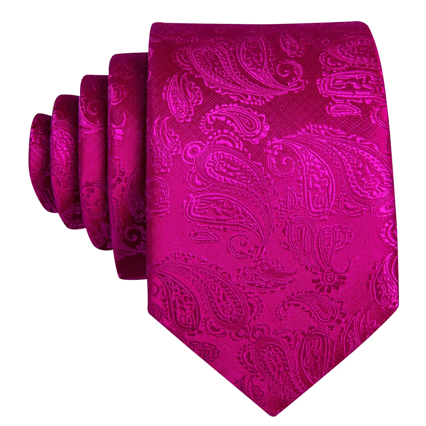 Ties2you Tuxedo Tie Magenta Pink Paisley Silk Mens Tie Pocket Square Cufflinks Set sold by Ties2You product image thumbnail 3