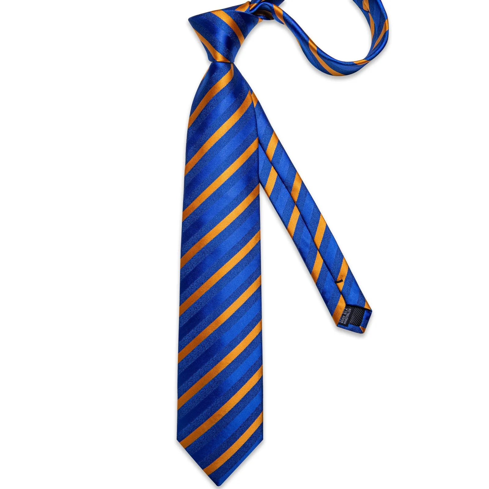Blue Orange Striped Silk Men's Necktie Pocket Square Cufflinks Set sold by Ties2You product image thumbnail 5