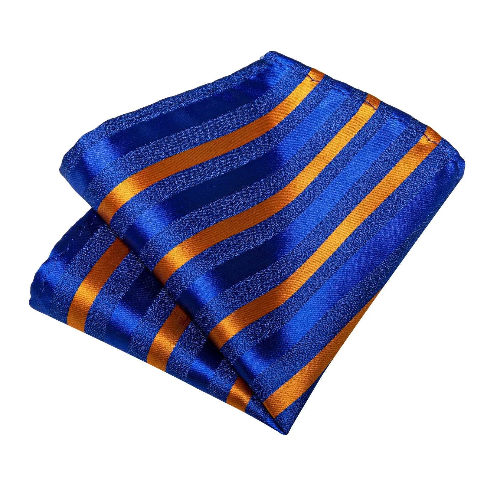 Blue Orange Striped Silk Men's Necktie Pocket Square Cufflinks Set sold by Ties2You product image thumbnail 4