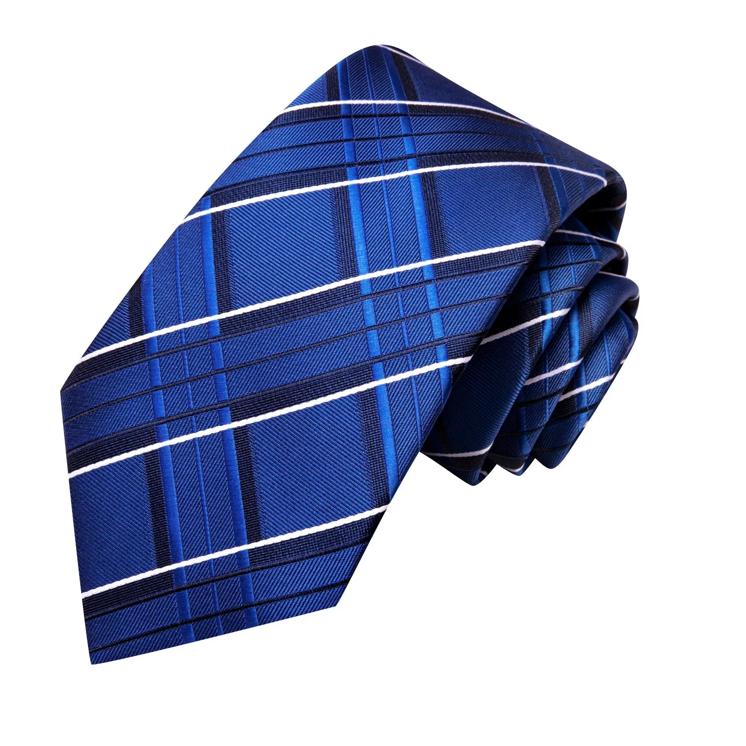 Ties2you Silk Blue Tie Plaid Silk Mens Necktie Pocket Square Cufflinks Set sold by Ties2You product image thumbnail 4