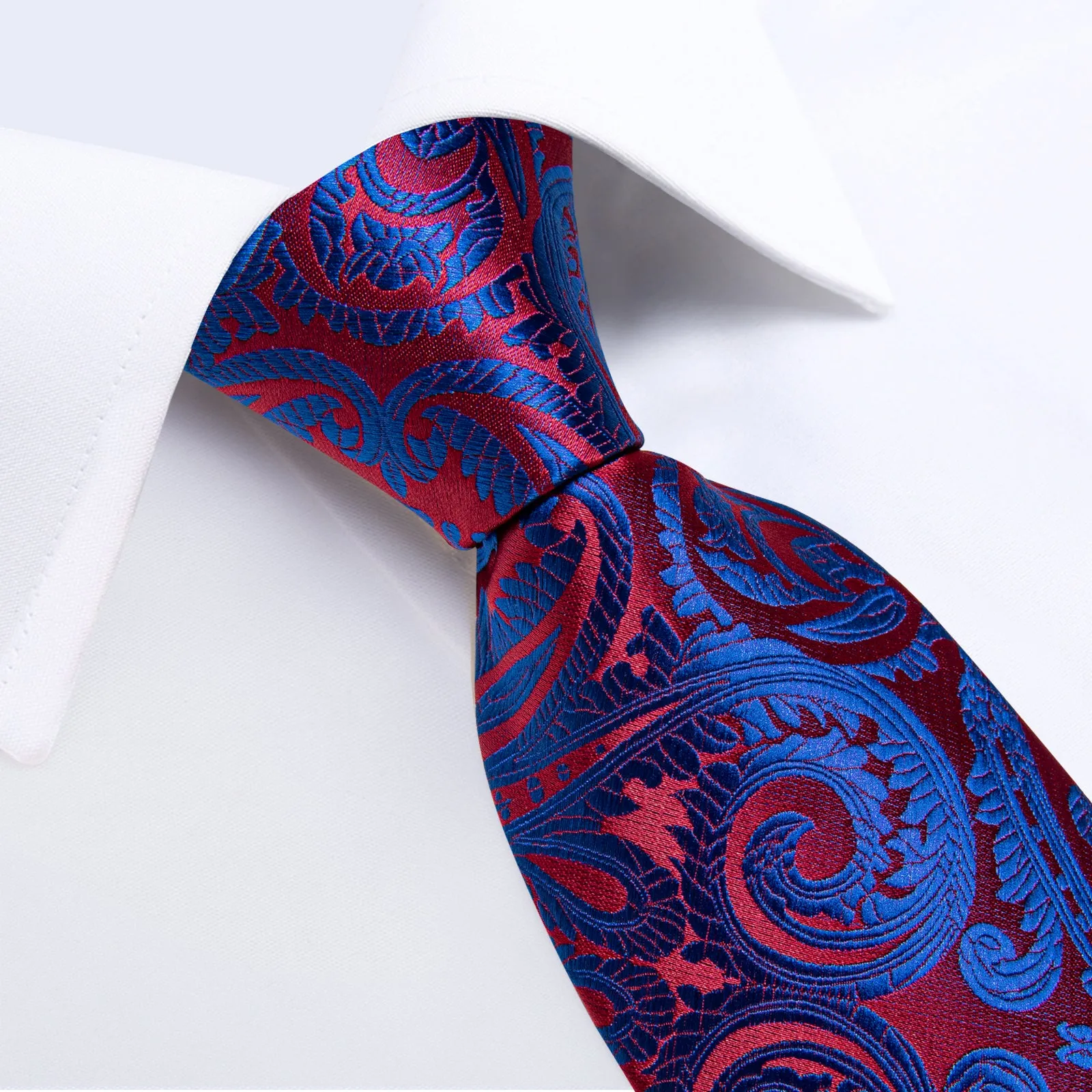 Blue Red Paisley Men's Necktie Pocket Square Cufflinks Set sold by Ties2You product image thumbnail 4