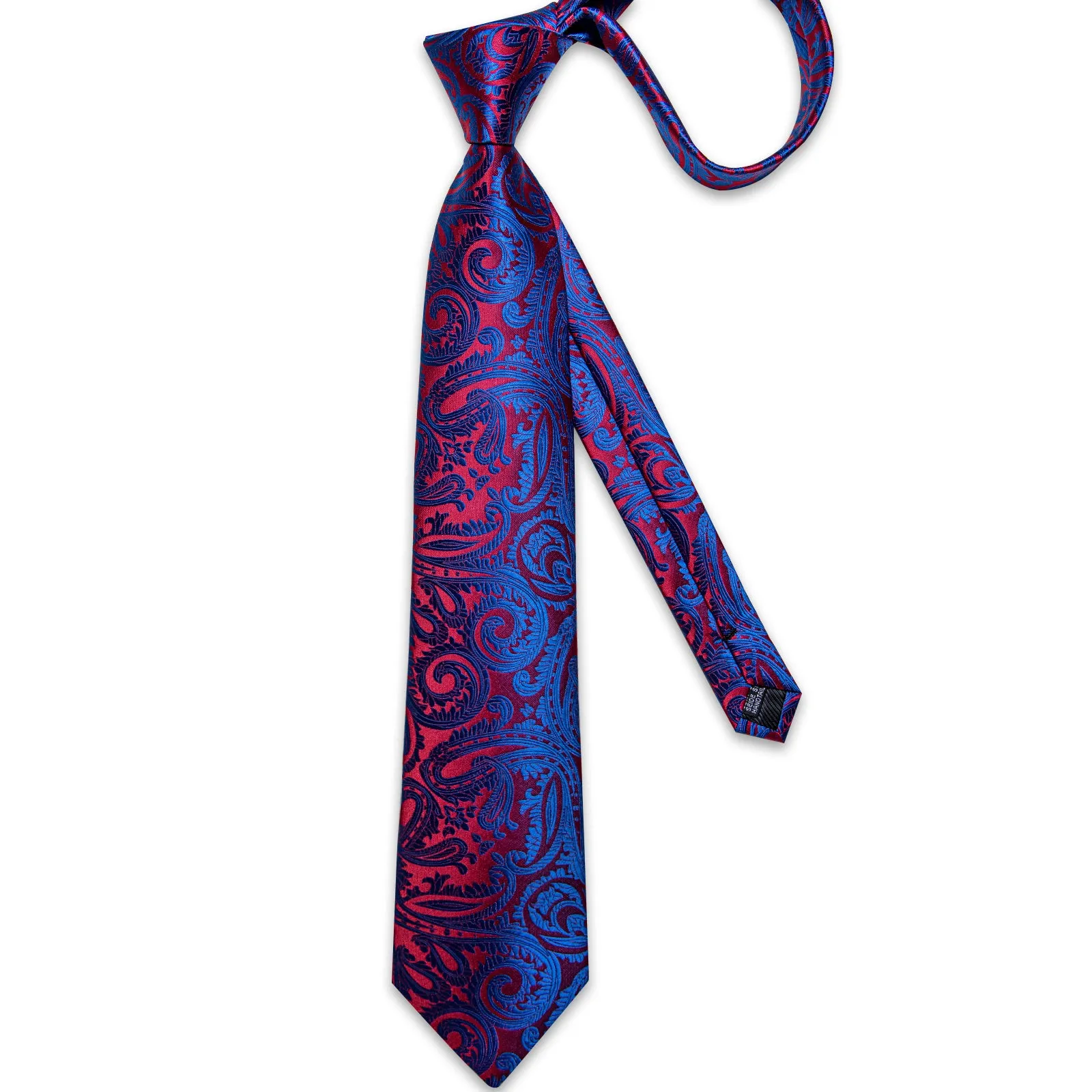 Blue Red Paisley Men's Necktie Pocket Square Cufflinks Set sold by Ties2You product image thumbnail 5