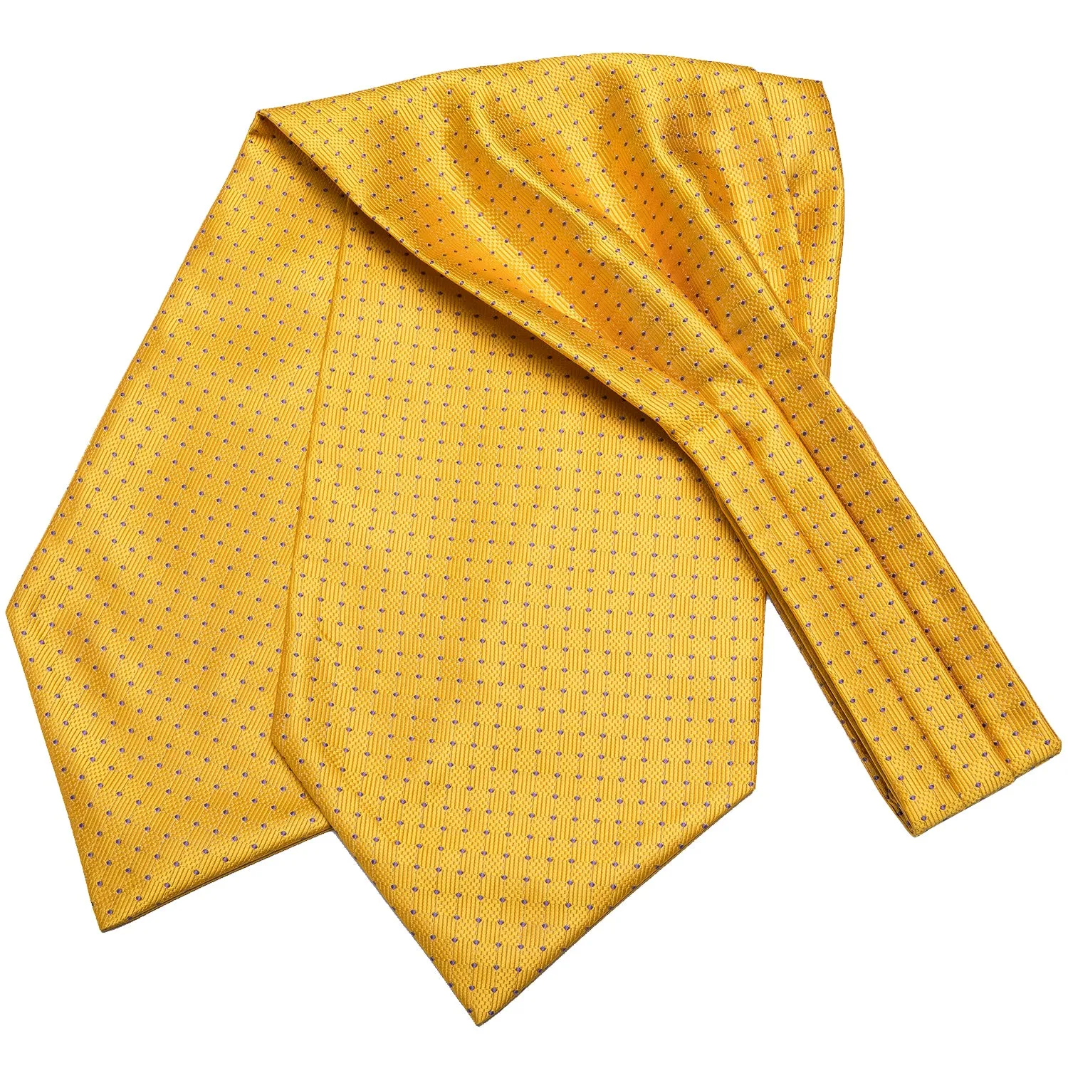 Light Yellow Polka Dot Silk Ascot Cravat Pocket Square Cufflinks Set sold by Ties2You product image thumbnail 4