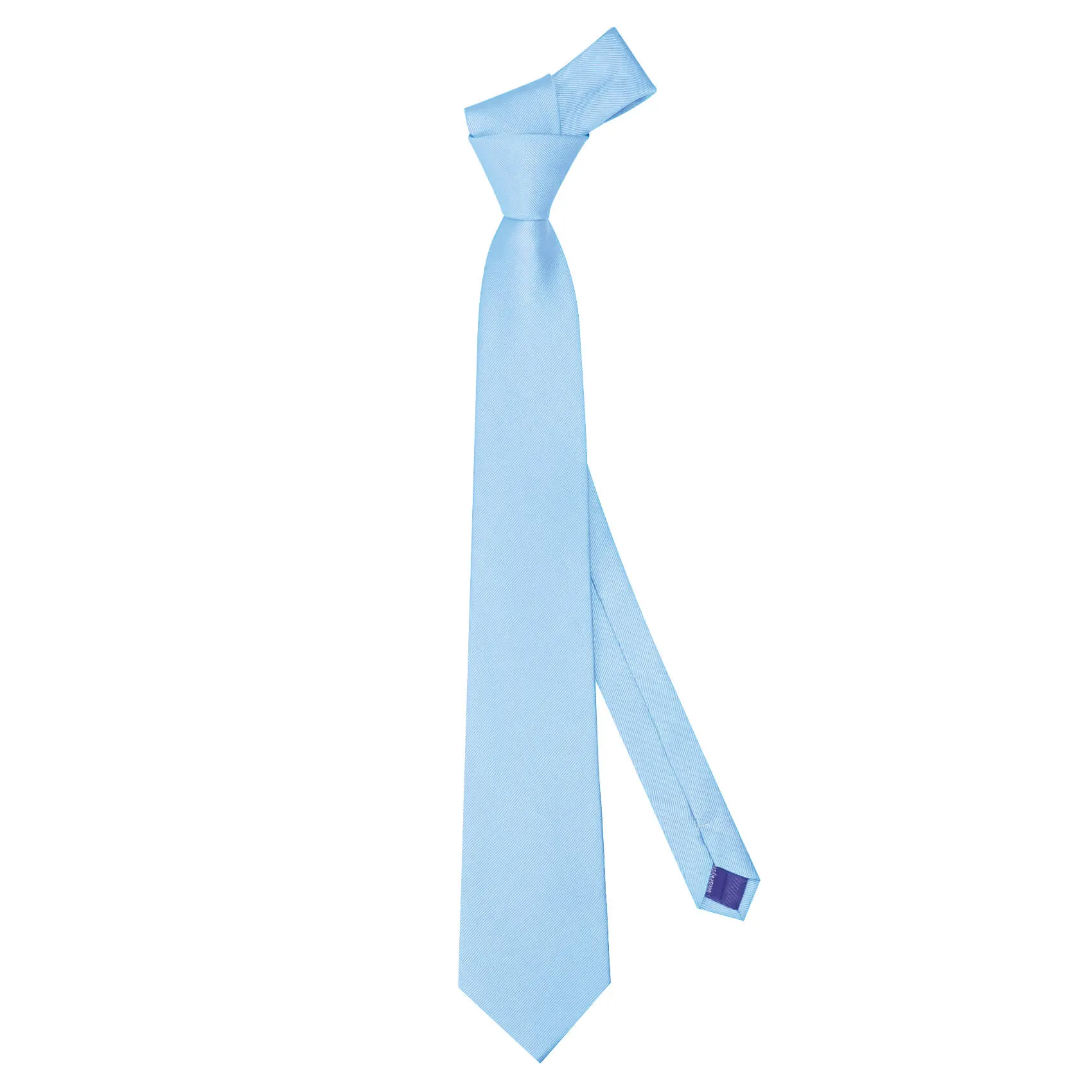 Ties2you Sky Blue Solid Necktie Mens Silk Tie Pocket Square Cufflinks Set sold by Ties2You product image thumbnail 4