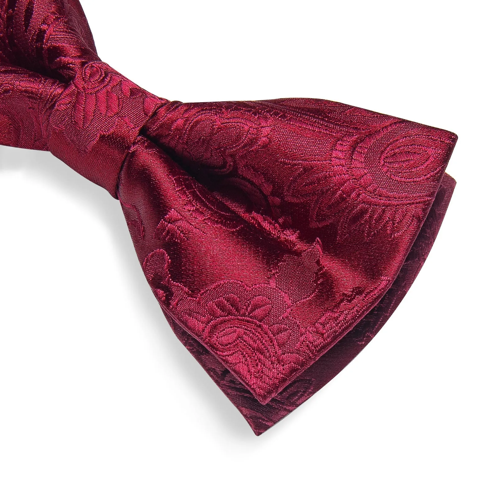 Red Floral Silk Pre-tied Bow Tie Hanky Cufflinks Set sold by Ties2You product image thumbnail 5