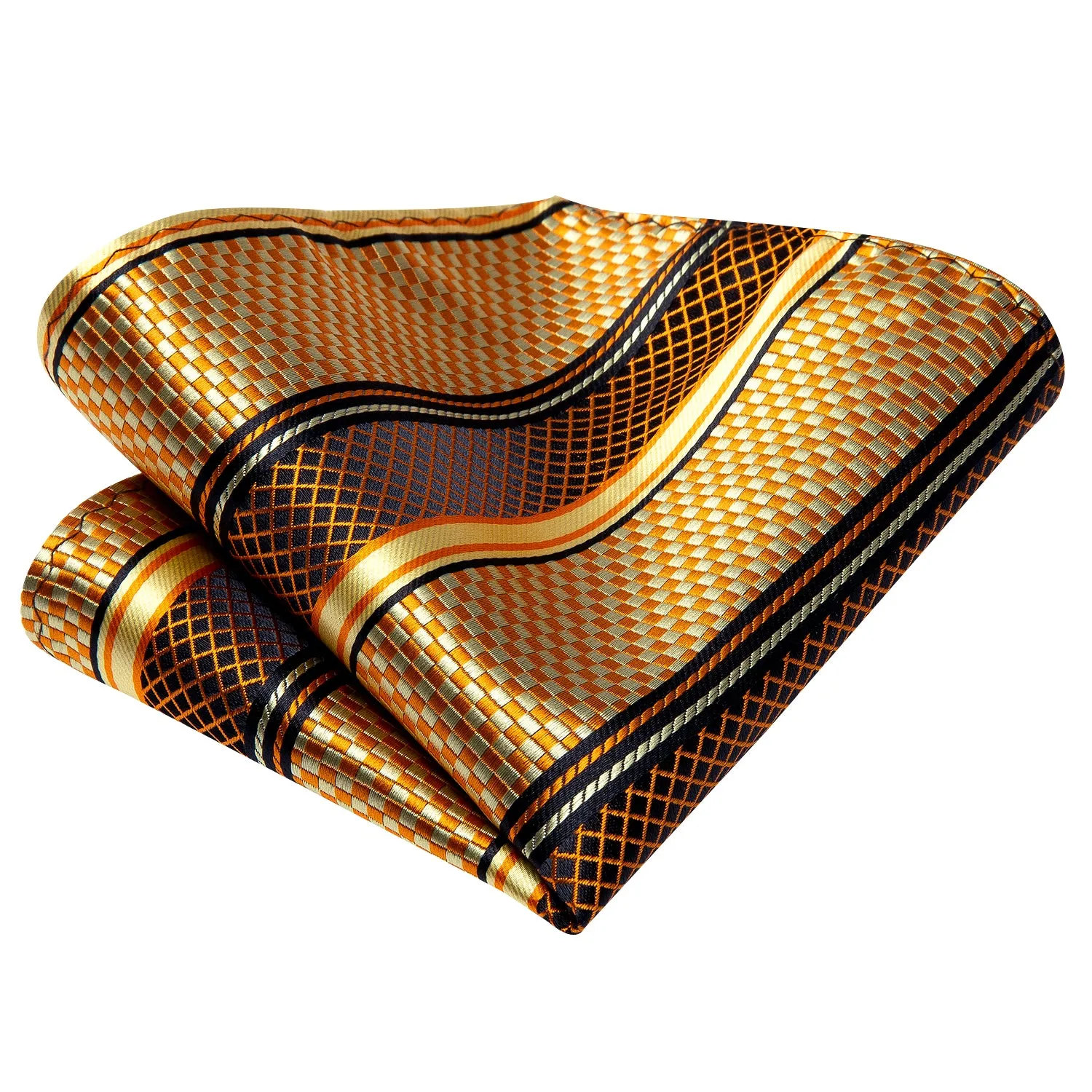 Ties2you Gold Tie Plaid Formal Silk Necktie Pocket Square Cufflinks Set for Men sold by Ties2You product image thumbnail 3