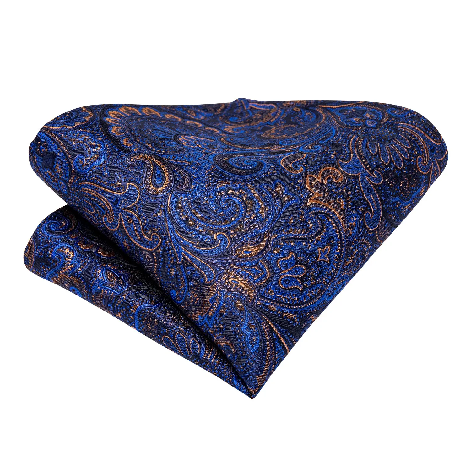 Deep Blue Paisley Ascot Cravat Pocket Square Cufflinks Set sold by Ties2You product image thumbnail 5