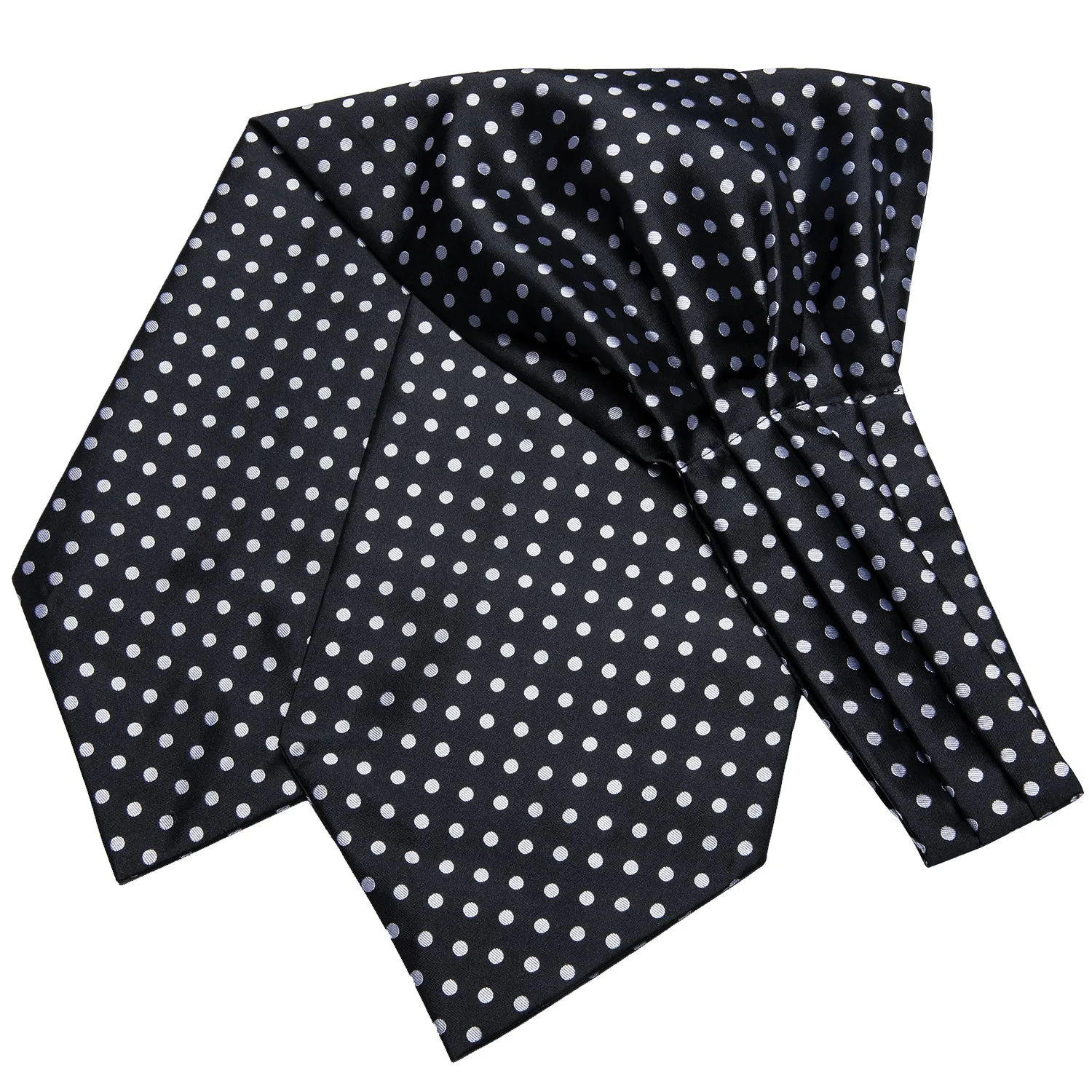 Ties2you Black Ascot Necktie Men Polka Dot Cravat Tie Pocket Square Cufflinks Set sold by Ties2You product image thumbnail 4
