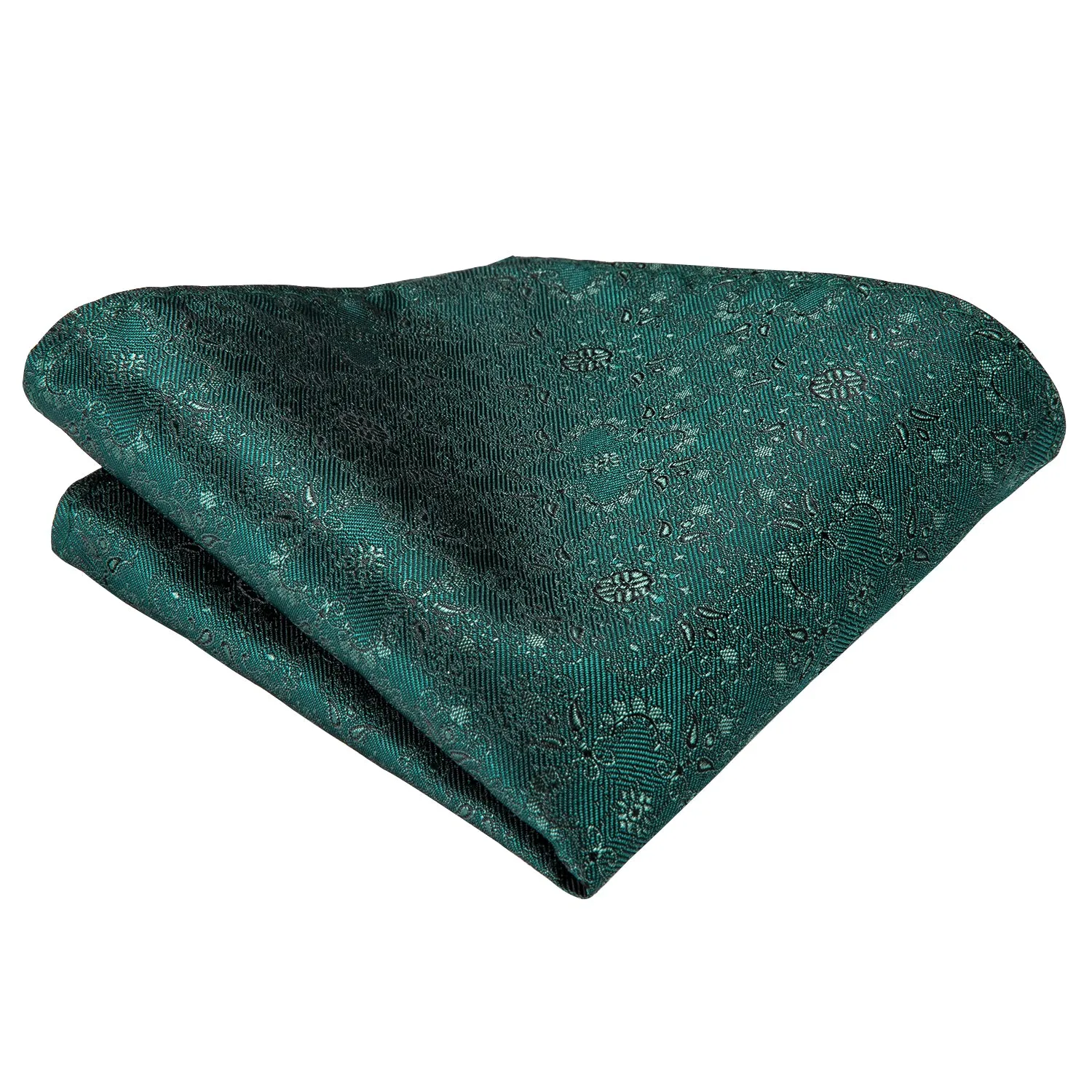 Dark Green Floral Mens's Tie Pocket Square Cufflinks Set sold by Ties2You product image thumbnail 4