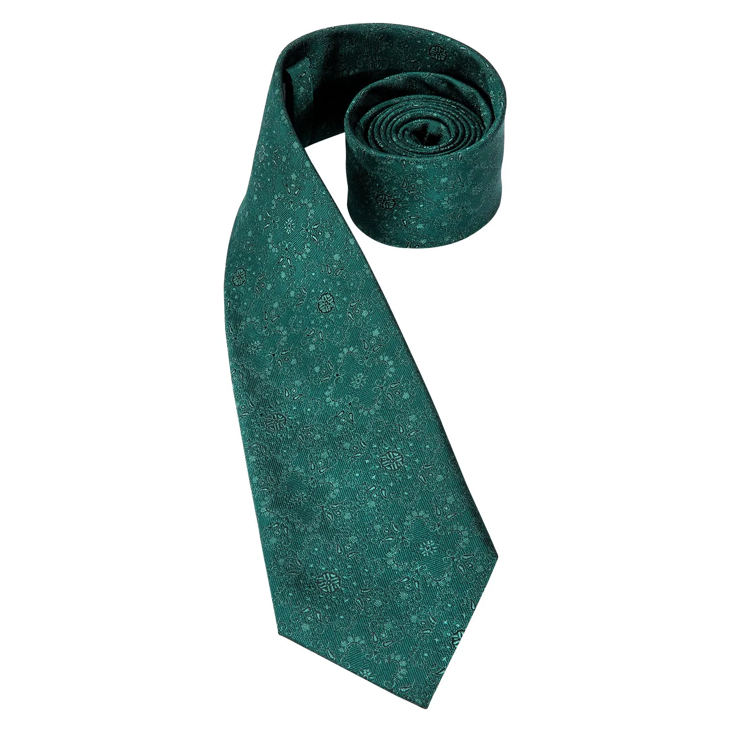 Dark Green Floral Mens's Tie Pocket Square Cufflinks Set sold by Ties2You product image thumbnail 3