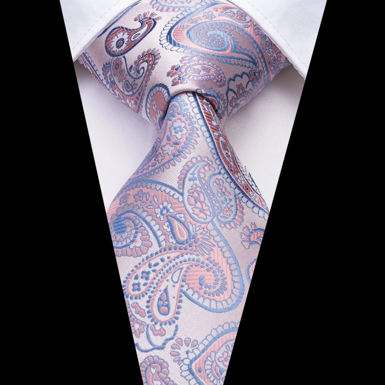 Ties2you Dusty Rose Suit Necktie for Men Paisley Silk Prom Tie Hanky Cufflinks Set sold by Ties2You product image thumbnail 2