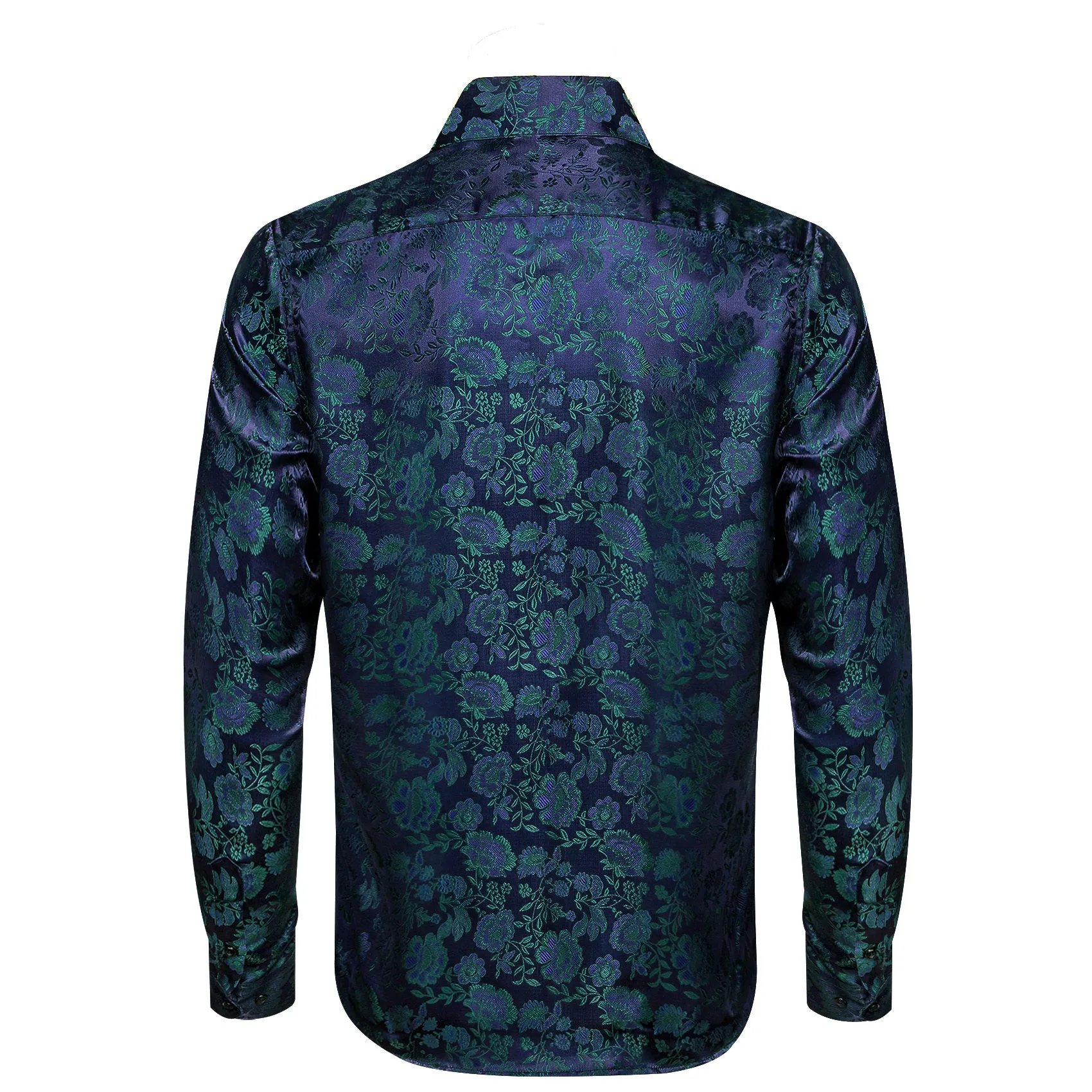 Ties2you Mens Button Down Shirt Long Sleeve Navy Blue Floral Dress Shirt for Business sold by Ties2You product image thumbnail 4