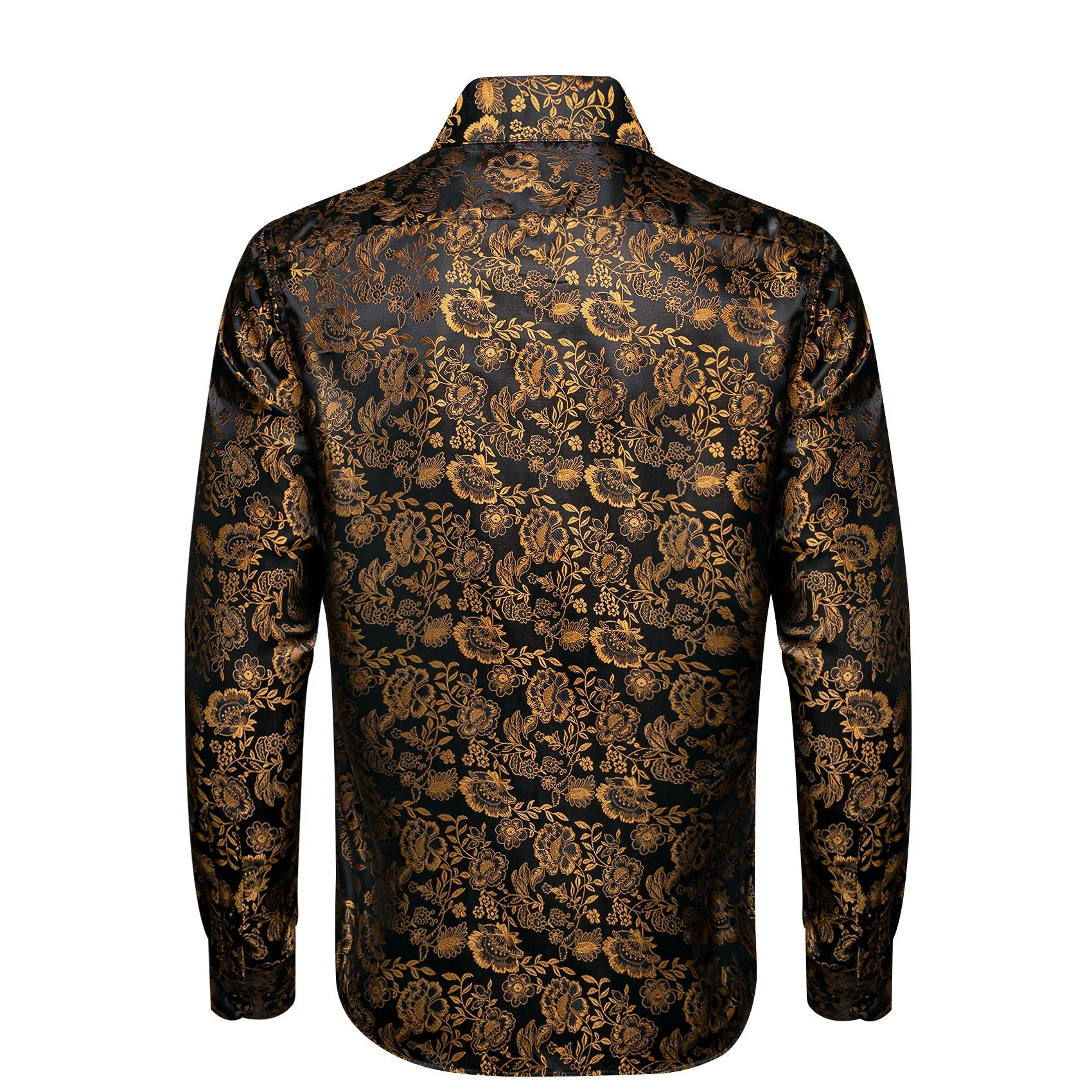 Ties2you Gold Mens Shirt Floral Silk Long Sleeve Button Down Shirt Casual sold by Ties2You product image thumbnail 4