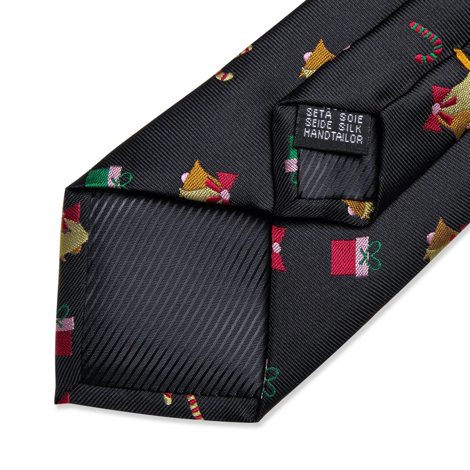 Christmas Black Xmas Gift Novelty Silk Men's Necktie Pocket Square Cufflinks Set sold by Ties2You product image thumbnail 2
