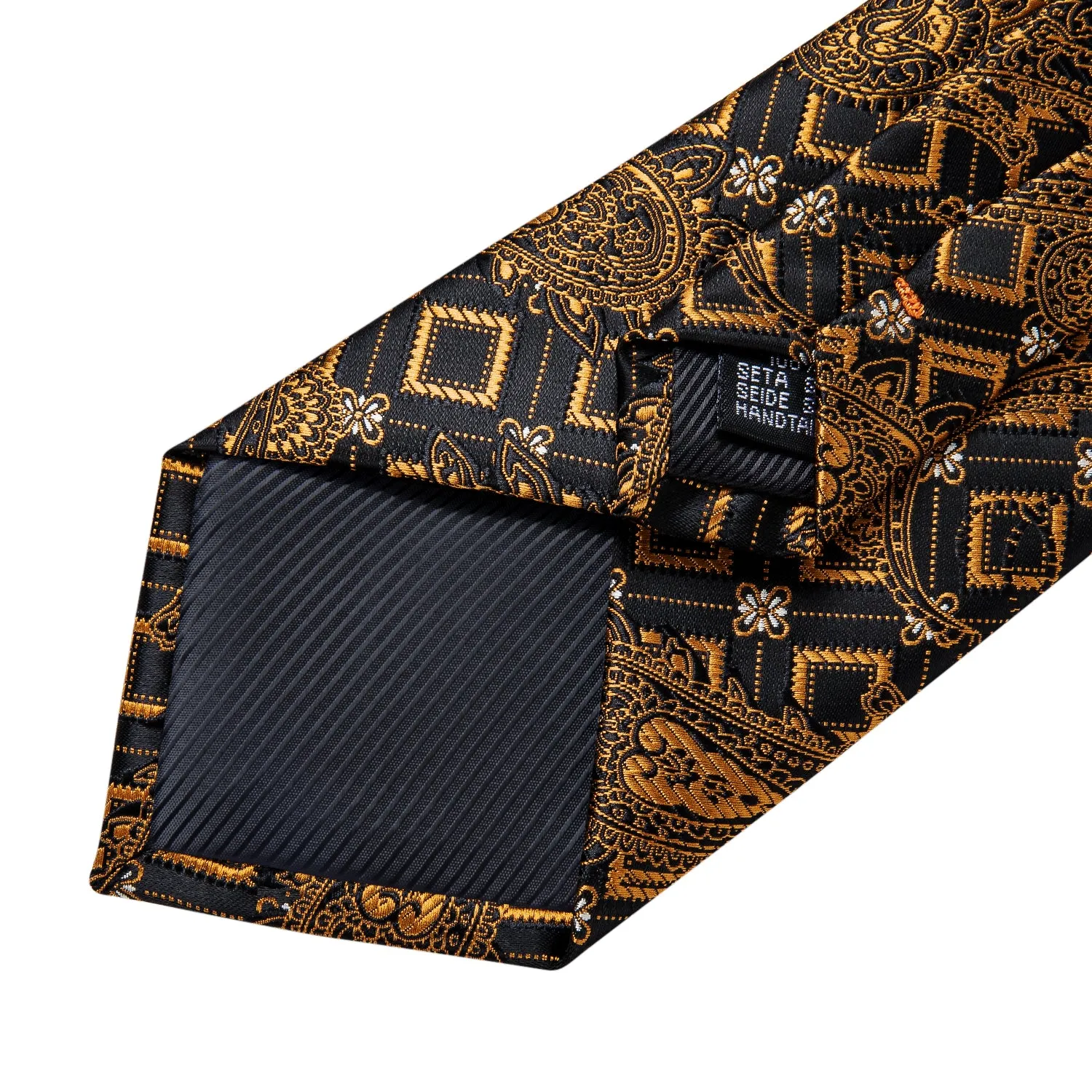 Ties2you Gold Paisley Necktie Mens Party Silk Tie Pocket Square Cufflinks Set sold by Ties2You product image thumbnail 5