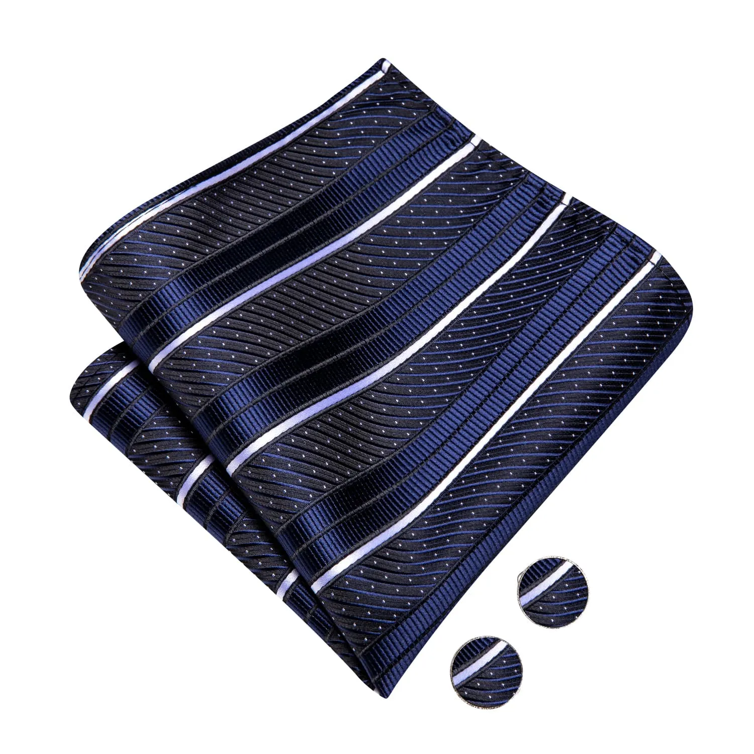Ties2you Men's Striped Tuxedo Bow Tie Pre-tied Navy Blue Formal Silk Bowtie Set sold by Ties2You product image thumbnail 5