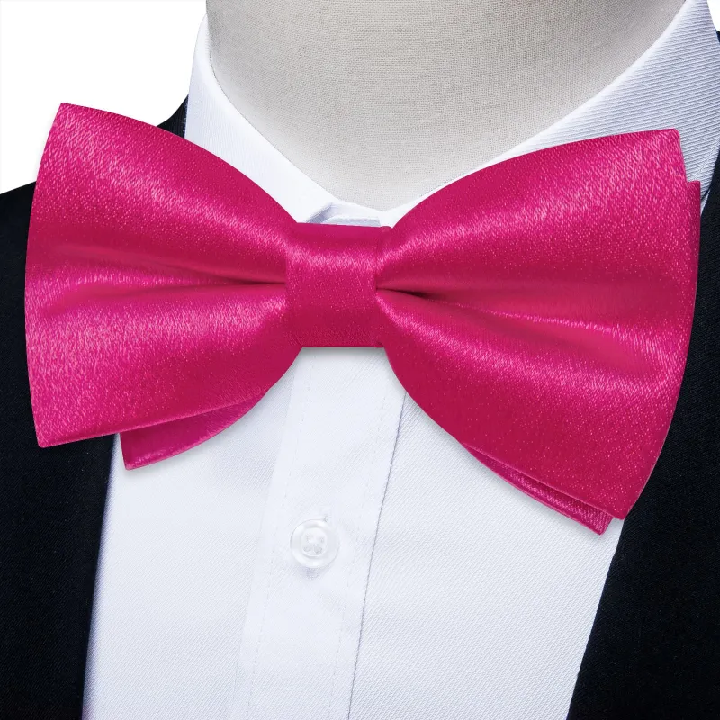 Ties2you Men's Hot Pink Bow Tie Solid Pre-tied Tuxedo Bowtie Pocket Square Cufflinks set sold by Ties2You
