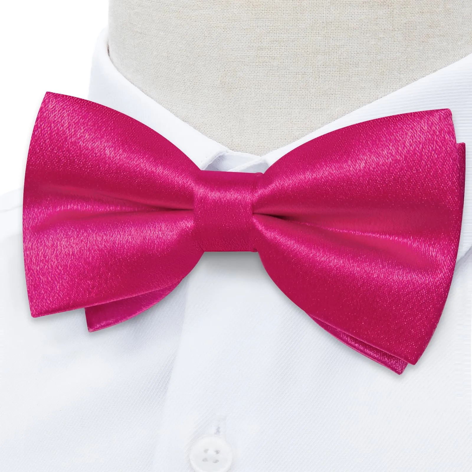 Ties2you Men's Hot Pink Bow Tie Solid Pre-tied Tuxedo Bowtie Pocket Square Cufflinks set sold by Ties2You product image thumbnail 3