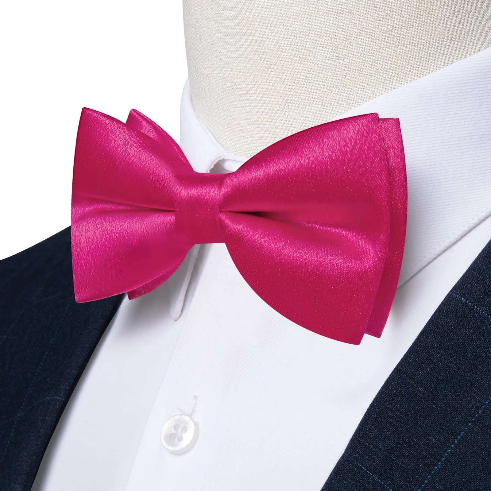 Ties2you Men's Hot Pink Bow Tie Solid Pre-tied Tuxedo Bowtie Pocket Square Cufflinks set sold by Ties2You product image thumbnail 2