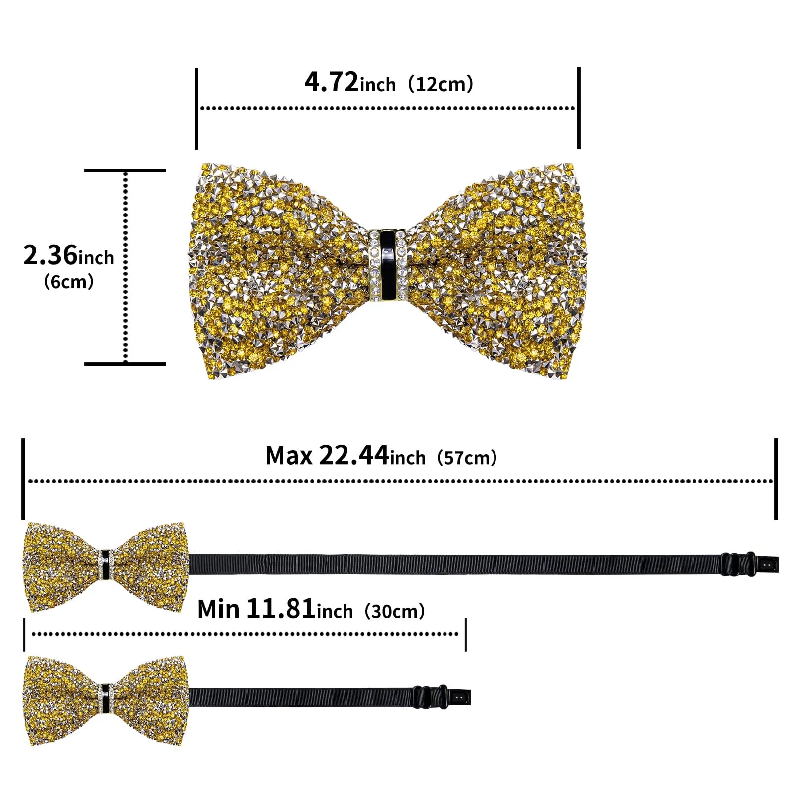 Ties2you Men's Gold Pre-tied Tuxedo Bowtie Rhinestones Wedding Party Bow Tie sold by Ties2You product image thumbnail 5