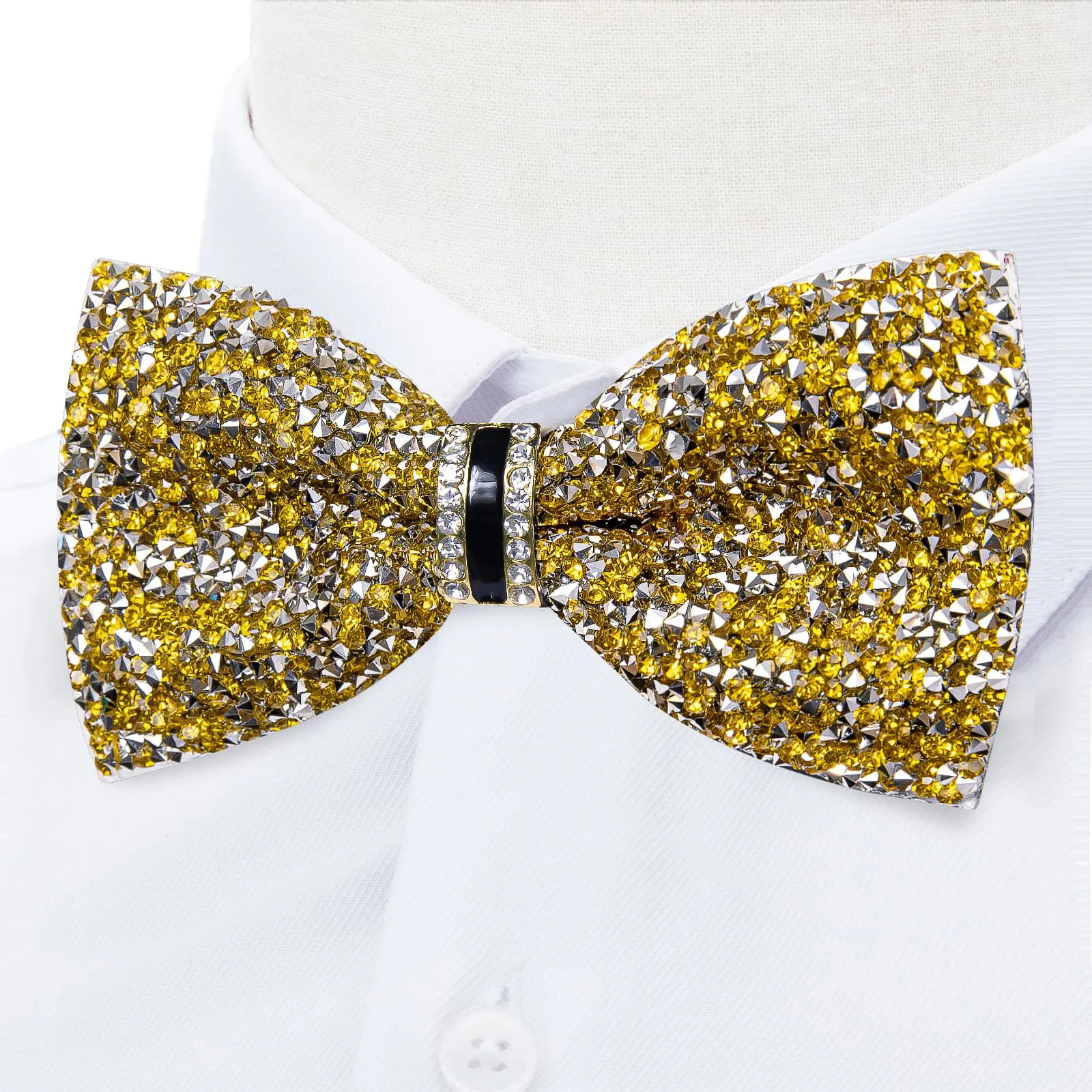 Ties2you Men's Gold Pre-tied Tuxedo Bowtie Rhinestones Wedding Party Bow Tie sold by Ties2You product image thumbnail 2