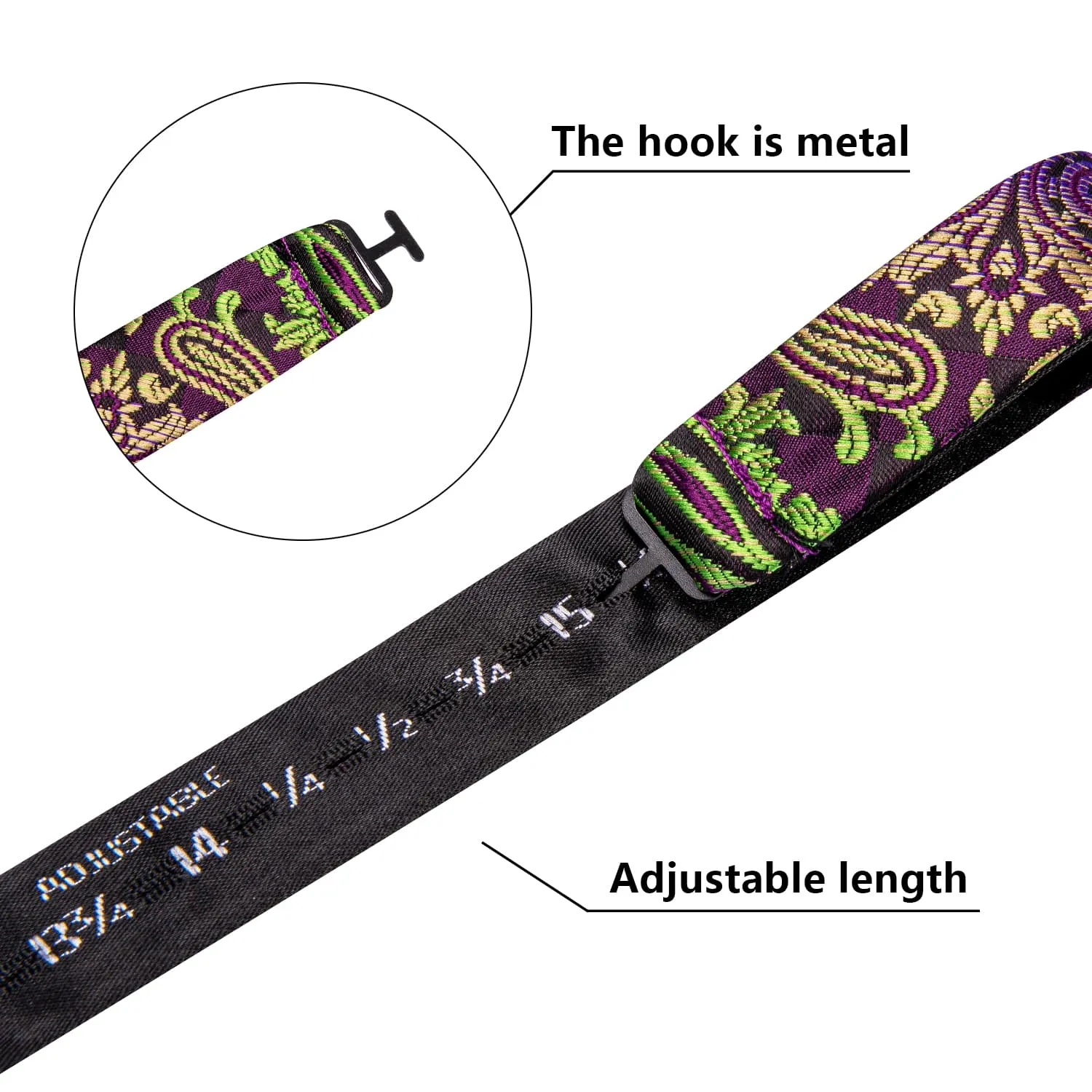 Ties2you Paisley Self-tie Bow Tie Purple Silk Bowtie Handkerchief Cufflinks Set sold by Ties2You product image thumbnail 5