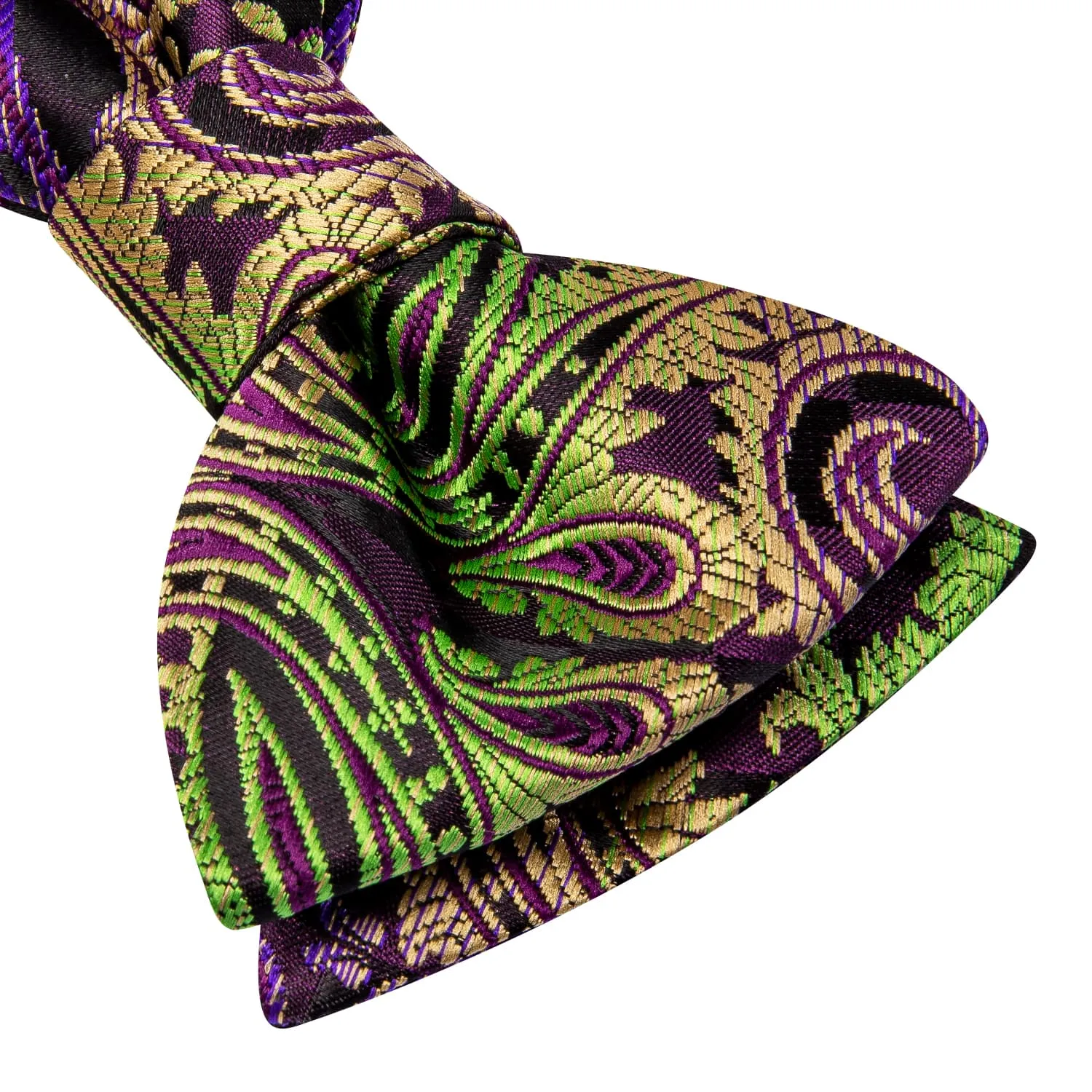 Ties2you Paisley Self-tie Bow Tie Purple Silk Bowtie Handkerchief Cufflinks Set sold by Ties2You product image thumbnail 3