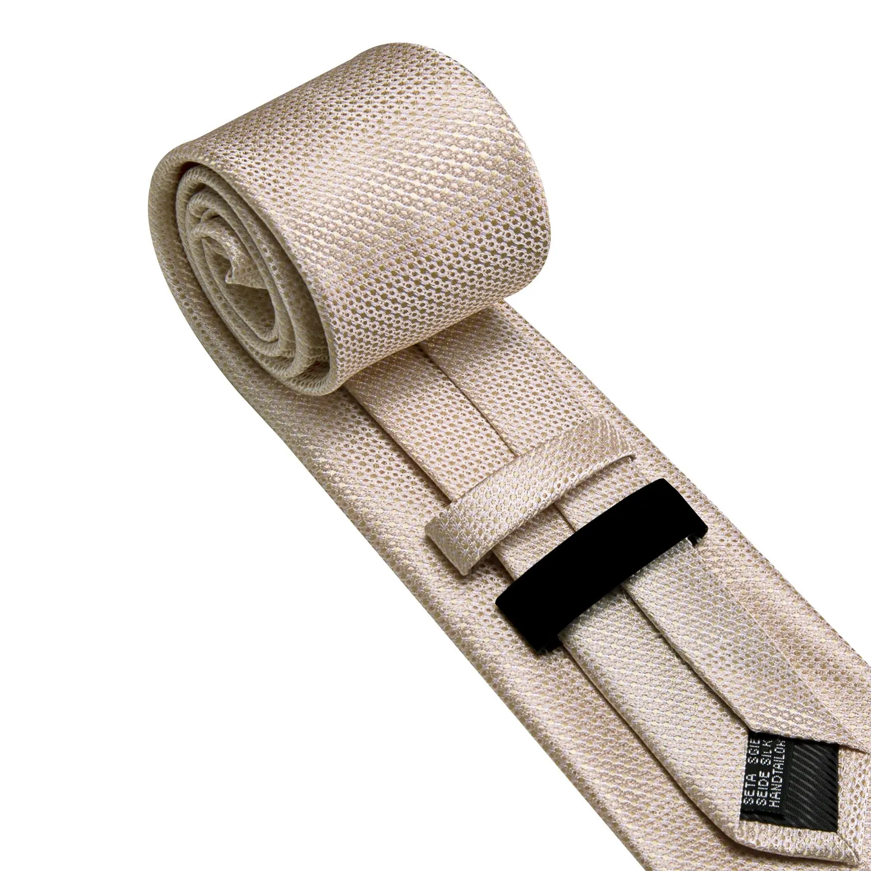 Ties2you Dress Tie Champagne Solid Men's Silk Necktie Handkerchief Cufflinks Set sold by Ties2You product image thumbnail 5