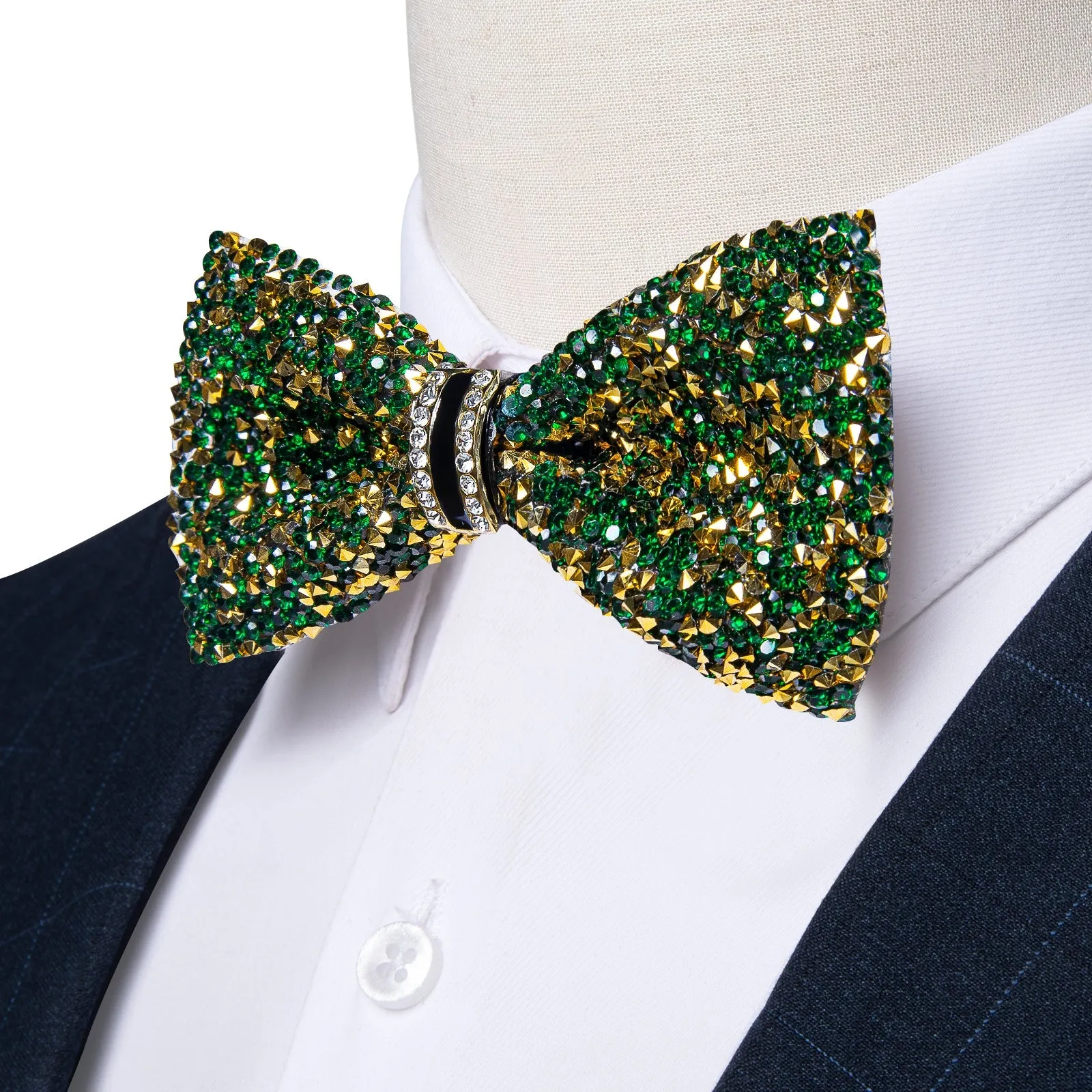 Ties2you Rhinestones Green Bow Tie Pre-Tied Wedding Party Tuxedo Bowtie for Men sold by Ties2You product image thumbnail 2