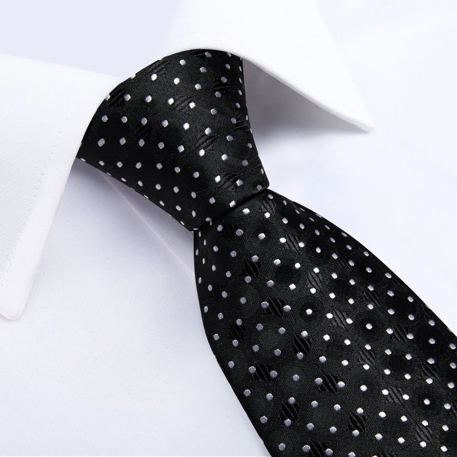 Ties2you Mens Black Tie Business Polka Dot Suit Necktie Hanky Cufflinks Set sold by Ties2You product image thumbnail 4