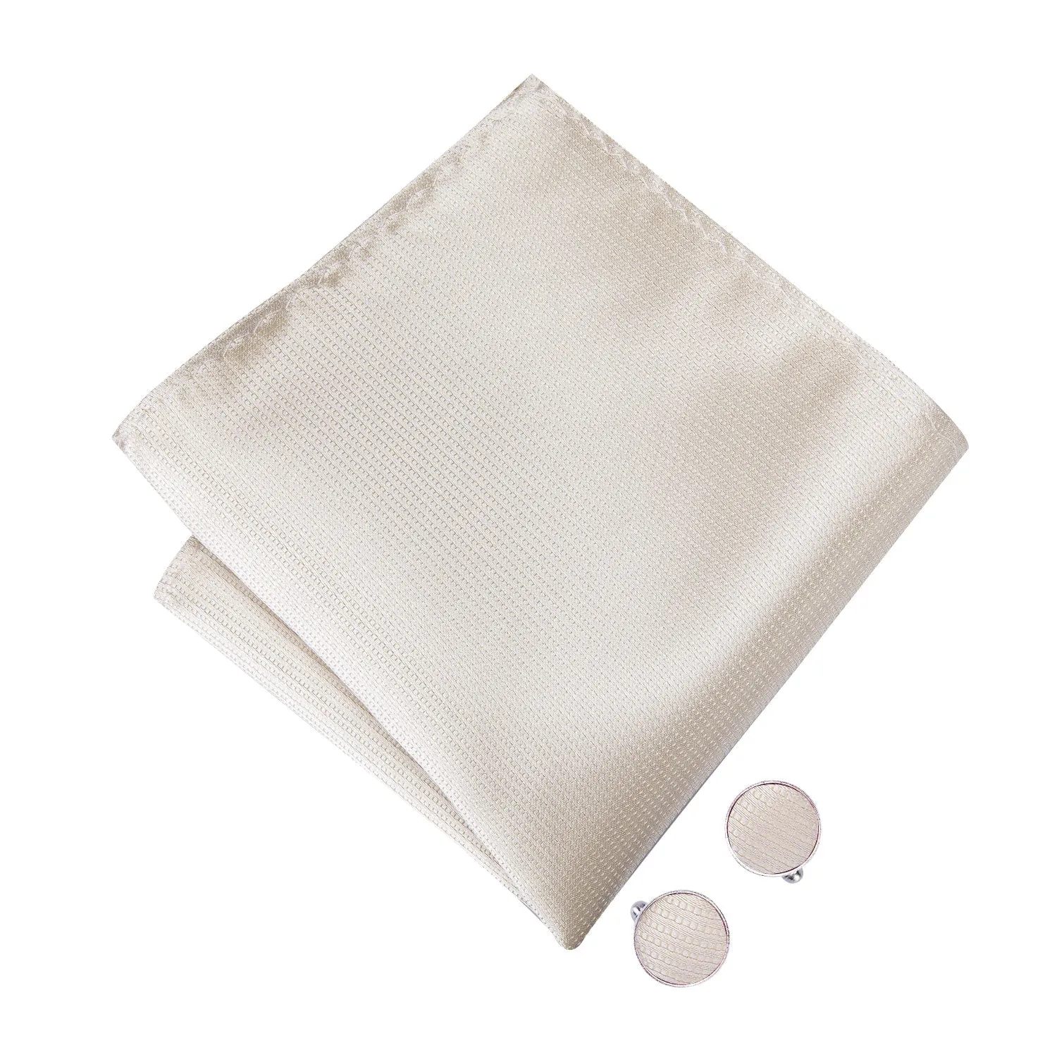 Ivory Plain Striped Pre-tied Bow Tie Hanky Cufflinks Set sold by Ties2You product image thumbnail 5