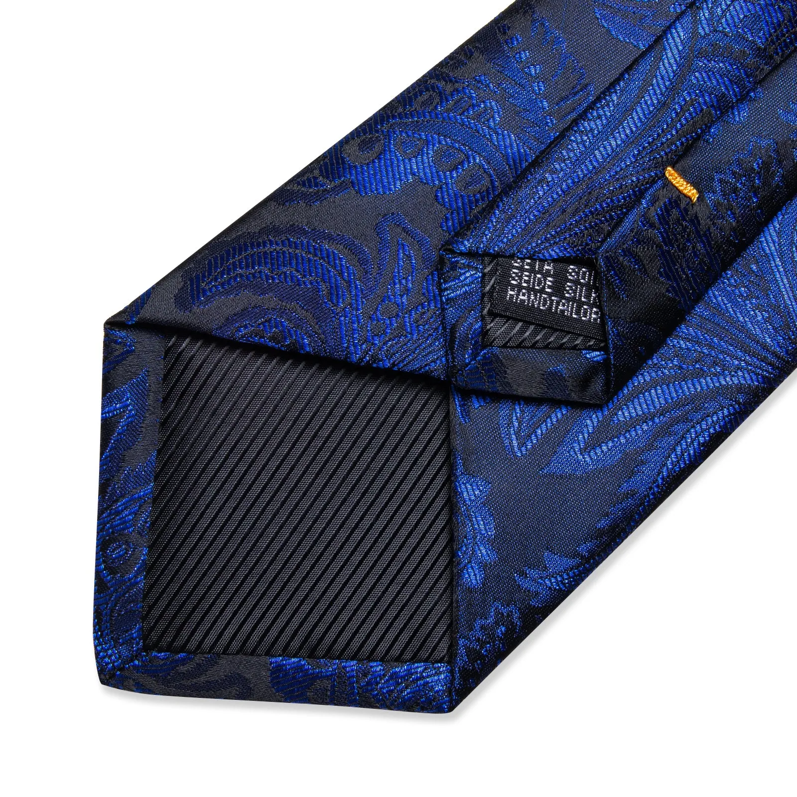 Ties2you Royal Blue Paisley Necktie Party Black Silk Tie Pocket Square Cufflinks Set sold by Ties2You product image thumbnail 5