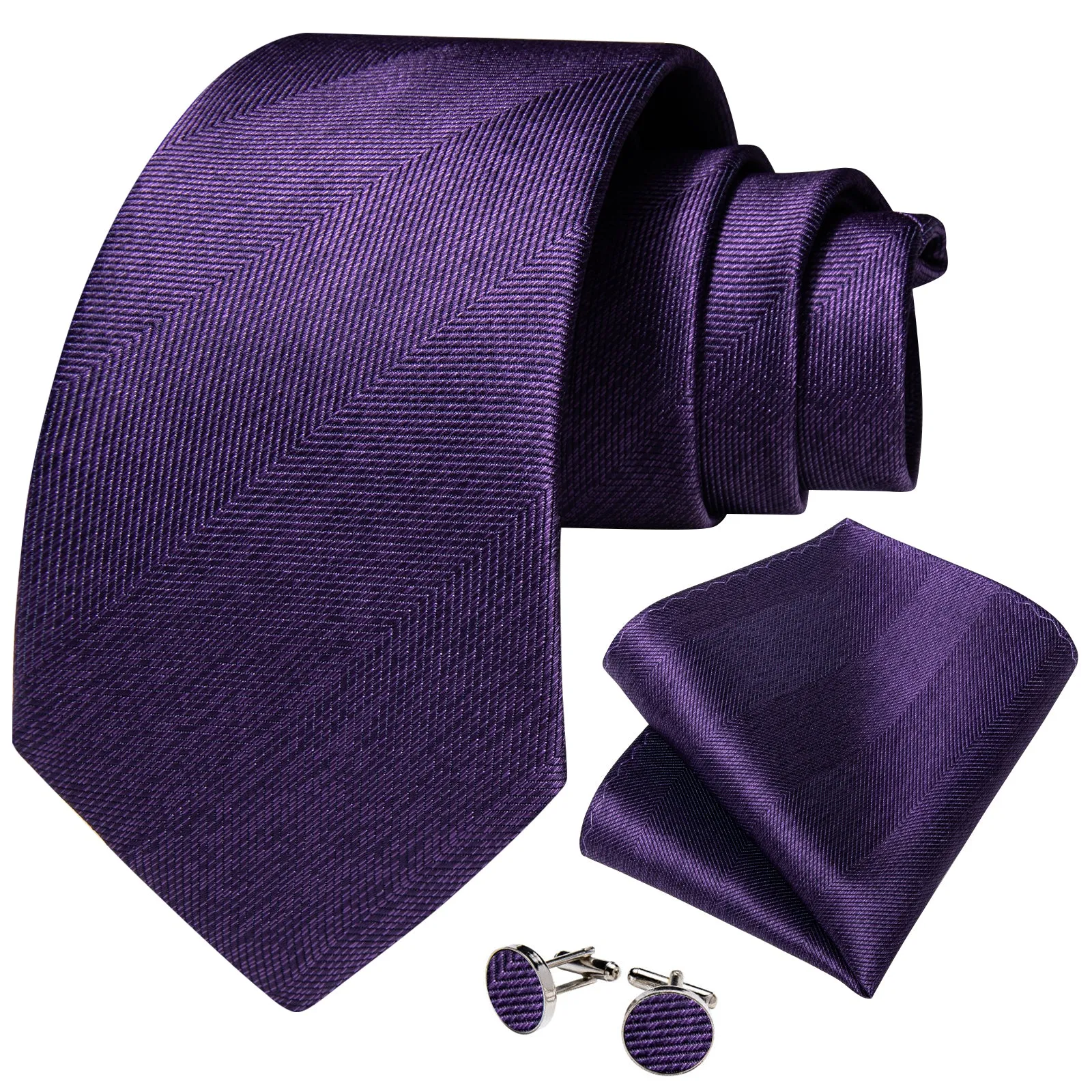Ties2you Grape Purple Formal Necktie Solid Silk Suit Tie Hanky Cufflinks Set sold by Ties2You product image thumbnail 2