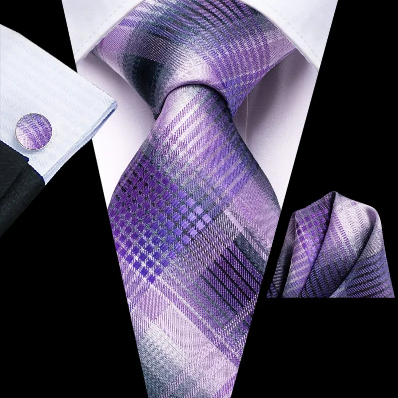 Ties2you Mens Plaid Necktie Lalic Business Suit Tie Pocket Square Cufflinks Set sold by Ties2You