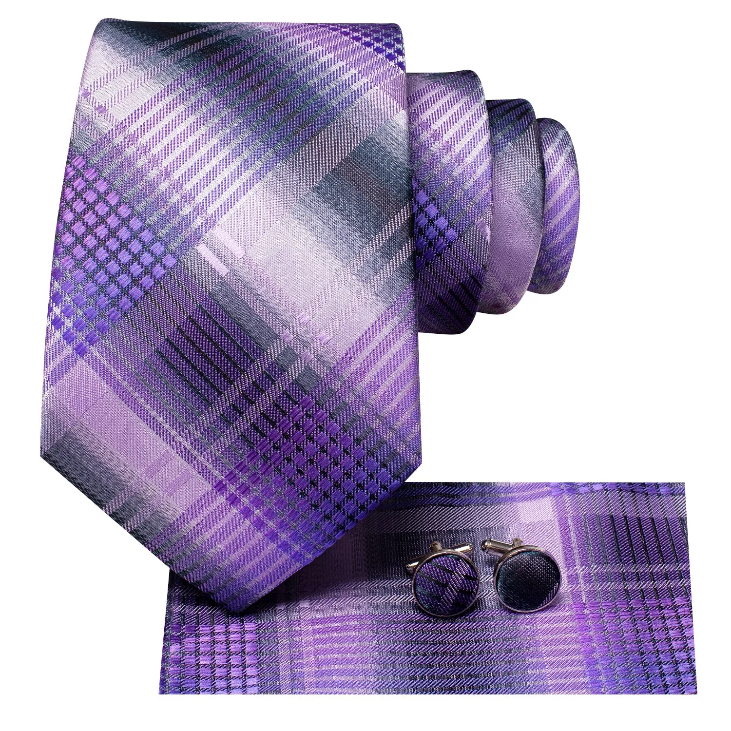 Ties2you Mens Plaid Necktie Lalic Business Suit Tie Pocket Square Cufflinks Set sold by Ties2You product image thumbnail 3