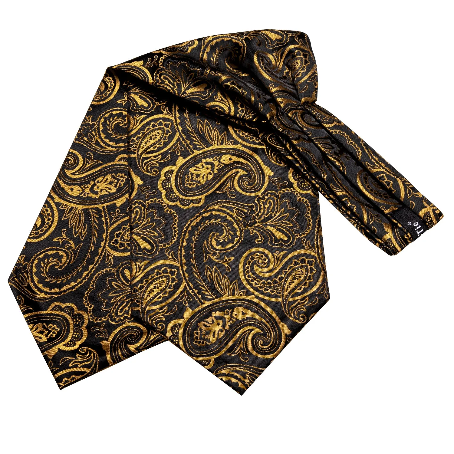 Ties2you Gold Paisley Ascot Necktie Men Casual Cravat Tie Pocket Square Cufflinks Set sold by Ties2You product image thumbnail 3