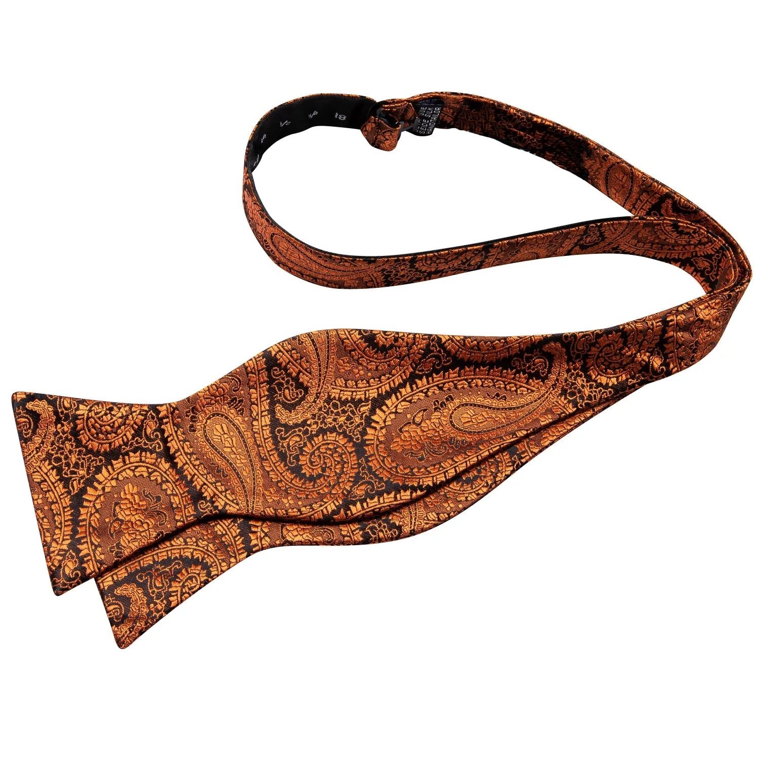 Bronze Brown Paisley Self-tied Silk Bow Tie Pocket Square Cufflinks Set sold by Ties2You product image thumbnail 4