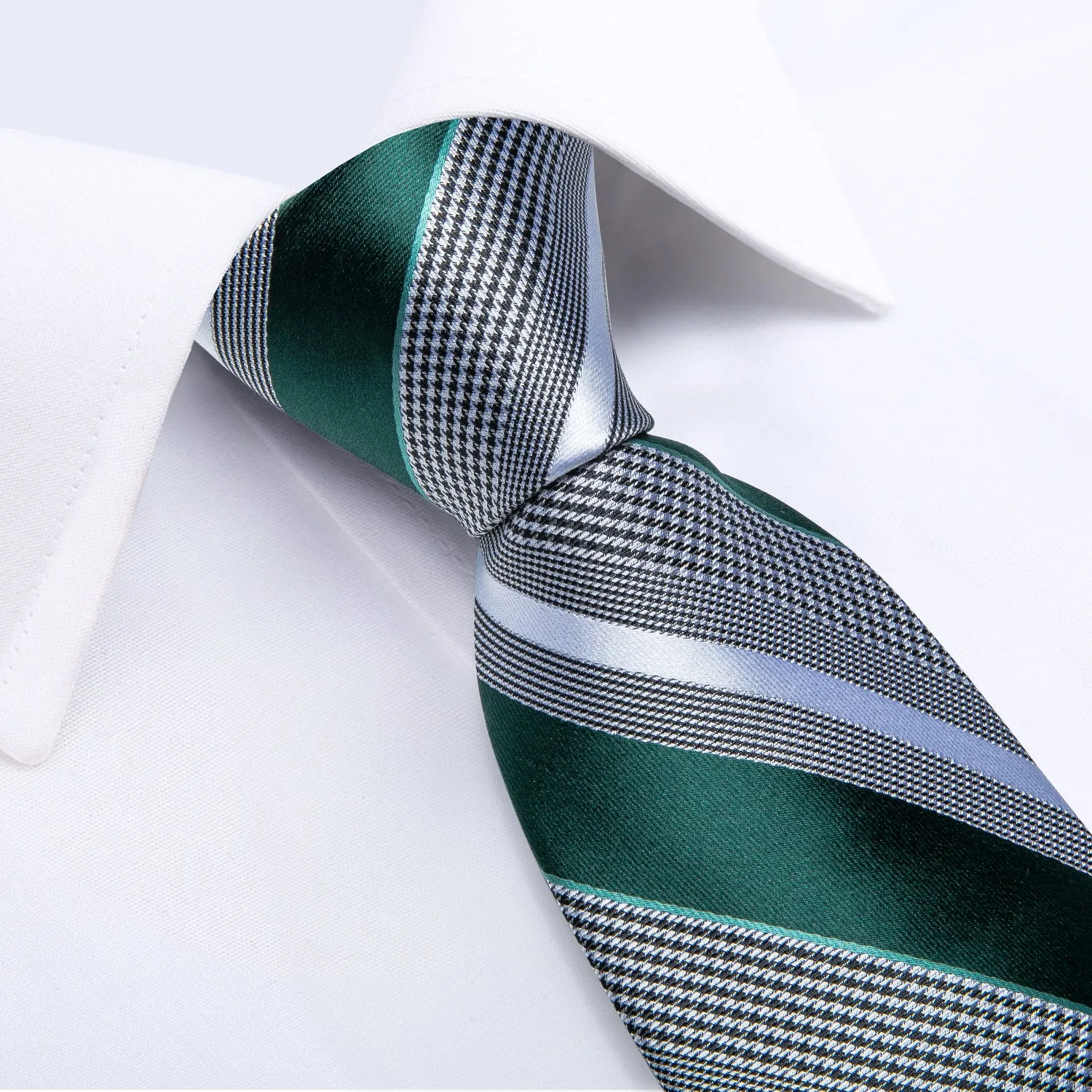 Ties2you Mens Formal Tie Hunter Green Striped Necktie Pocket Square Cufflinks Set sold by Ties2You product image thumbnail 5