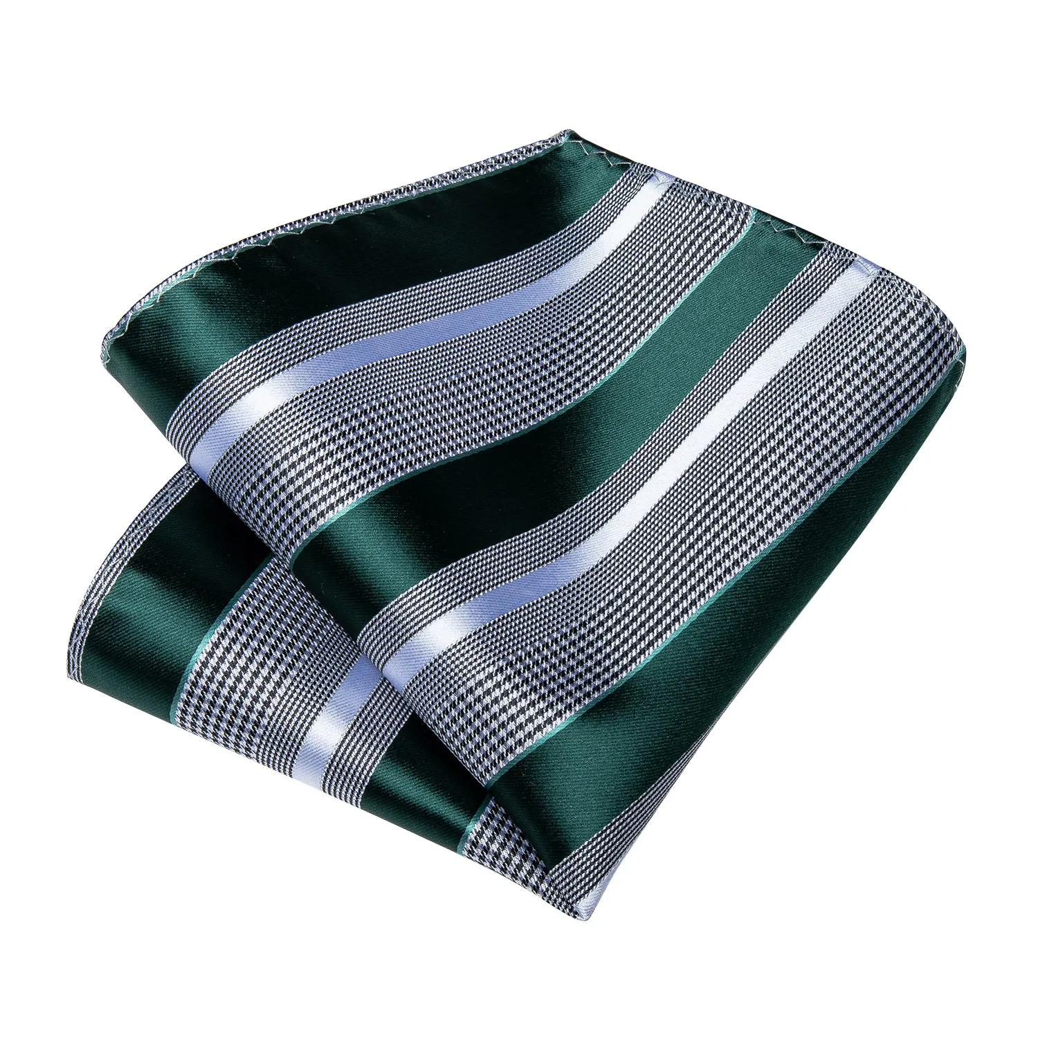 Ties2you Mens Formal Tie Hunter Green Striped Necktie Pocket Square Cufflinks Set sold by Ties2You product image thumbnail 4
