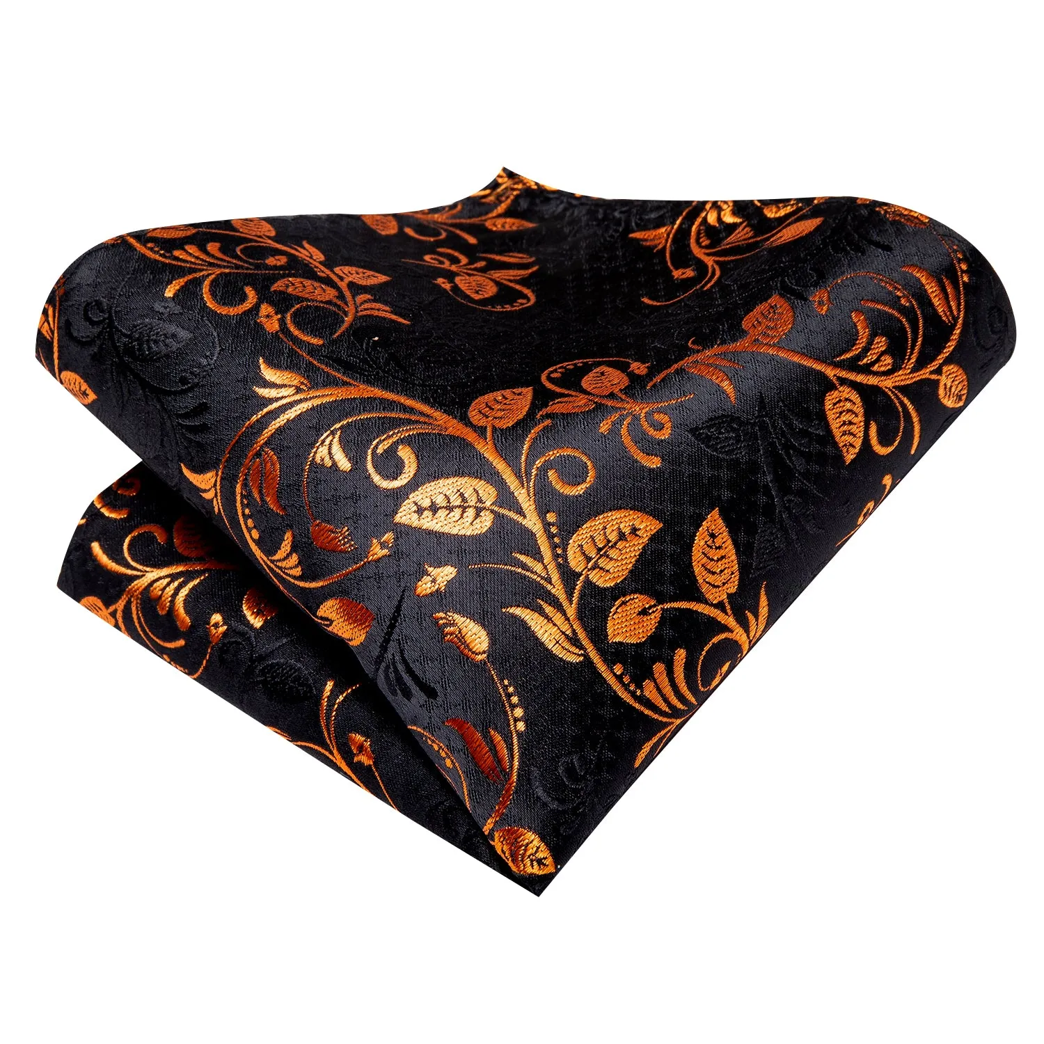 Ties2you Gold Floral Tie Black Silk Formal Suit Necktie Handkercheif Cufflinks Set sold by Ties2You product image thumbnail 4