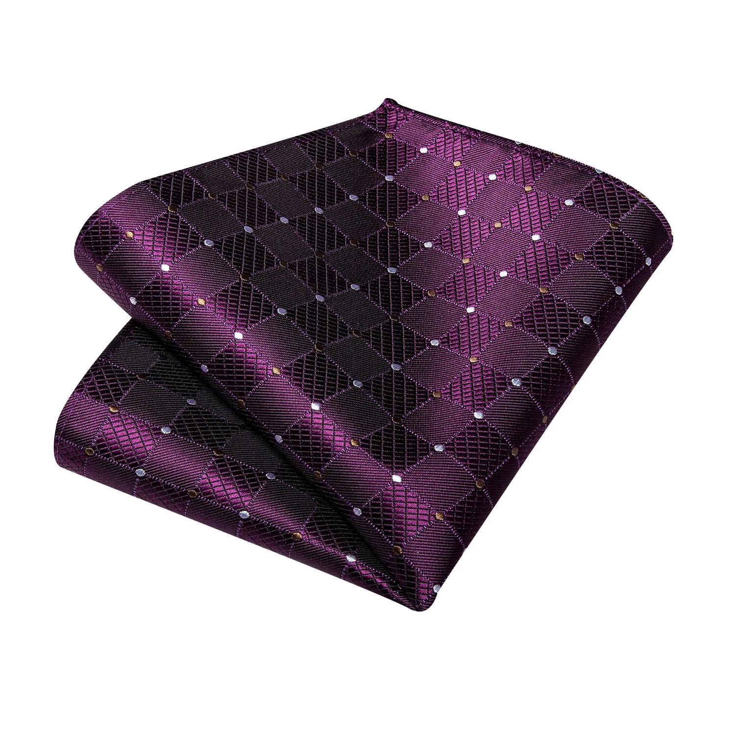 Ties2you Plum Purple Tie Party Plaid Polka Dot Necktie Hanky Cufflinks Set sold by Ties2You product image thumbnail 3