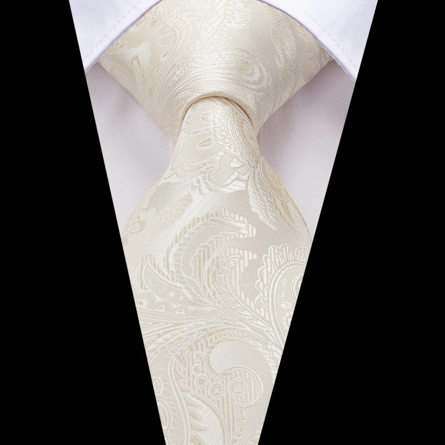 Ties2you Champagne Wedding Tie Paisley Tuxedo Dress Necktie Pocket Square Cufflinks Set sold by Ties2You product image thumbnail 3