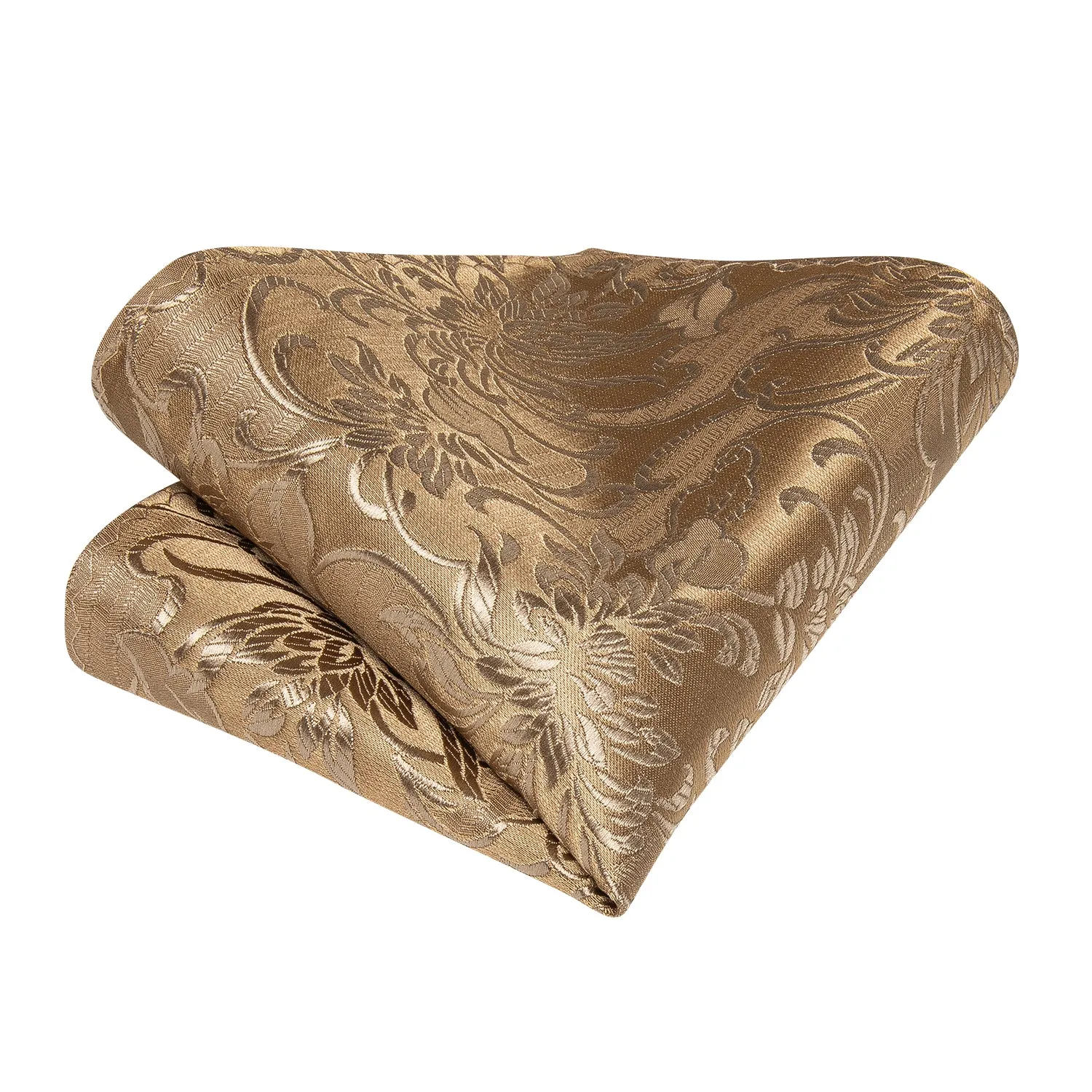 Champagne Gold Floral Men's Tie Pocket Square Cufflinks Set sold by Ties2You product image thumbnail 5
