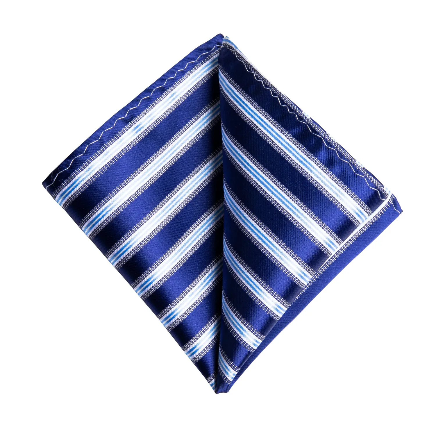 Ties2you Mens Striped Business Necktie Royal Blue Silk Tie Pocket Square Cufflinks Set sold by Ties2You product image thumbnail 4