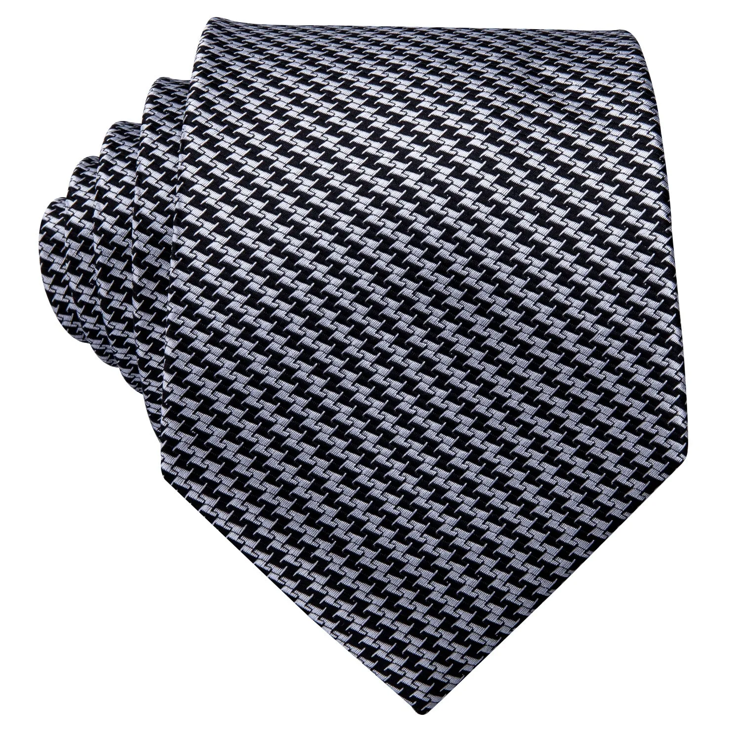 Ties2you Mens Formal Necktie Black Grey Plaid Silk Tie Handkercheif Cufflinks Set sold by Ties2You product image thumbnail 2