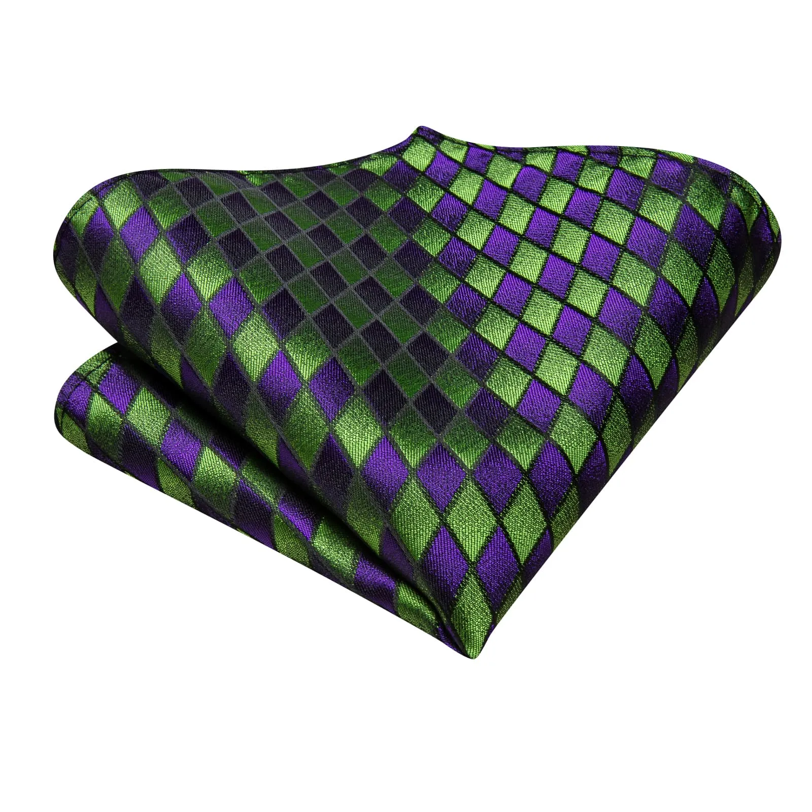 Ties2you Silk Tie Green Purple Diamond Plaid Mens Dress Tie Pocket Square Cufflinks Set for Formal sold by Ties2You product image thumbnail 5