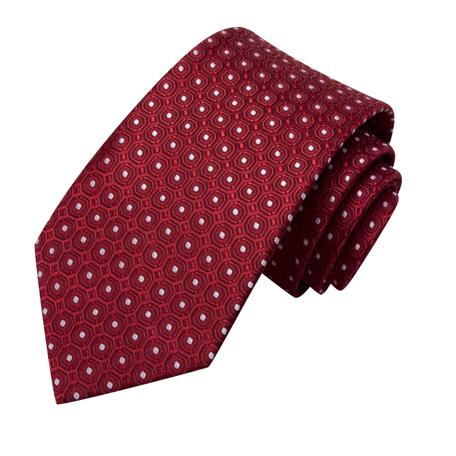 Cherry Red White Polka Dot Men's Necktie Pocket Square Cufflinks Set sold by Ties2You product image thumbnail 4