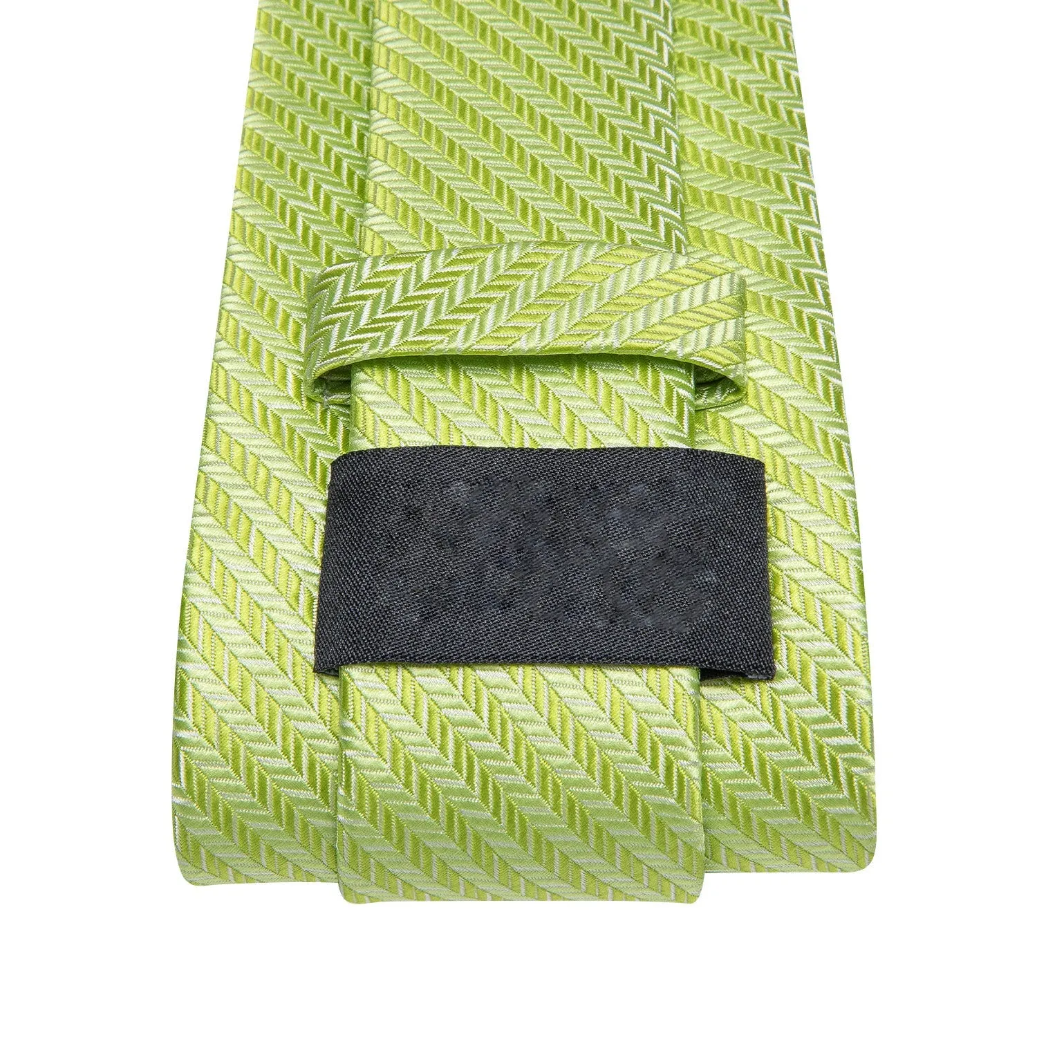 Yellow Green Striped Men's Necktie Pocket Square Cufflinks Set sold by Ties2You product image thumbnail 4