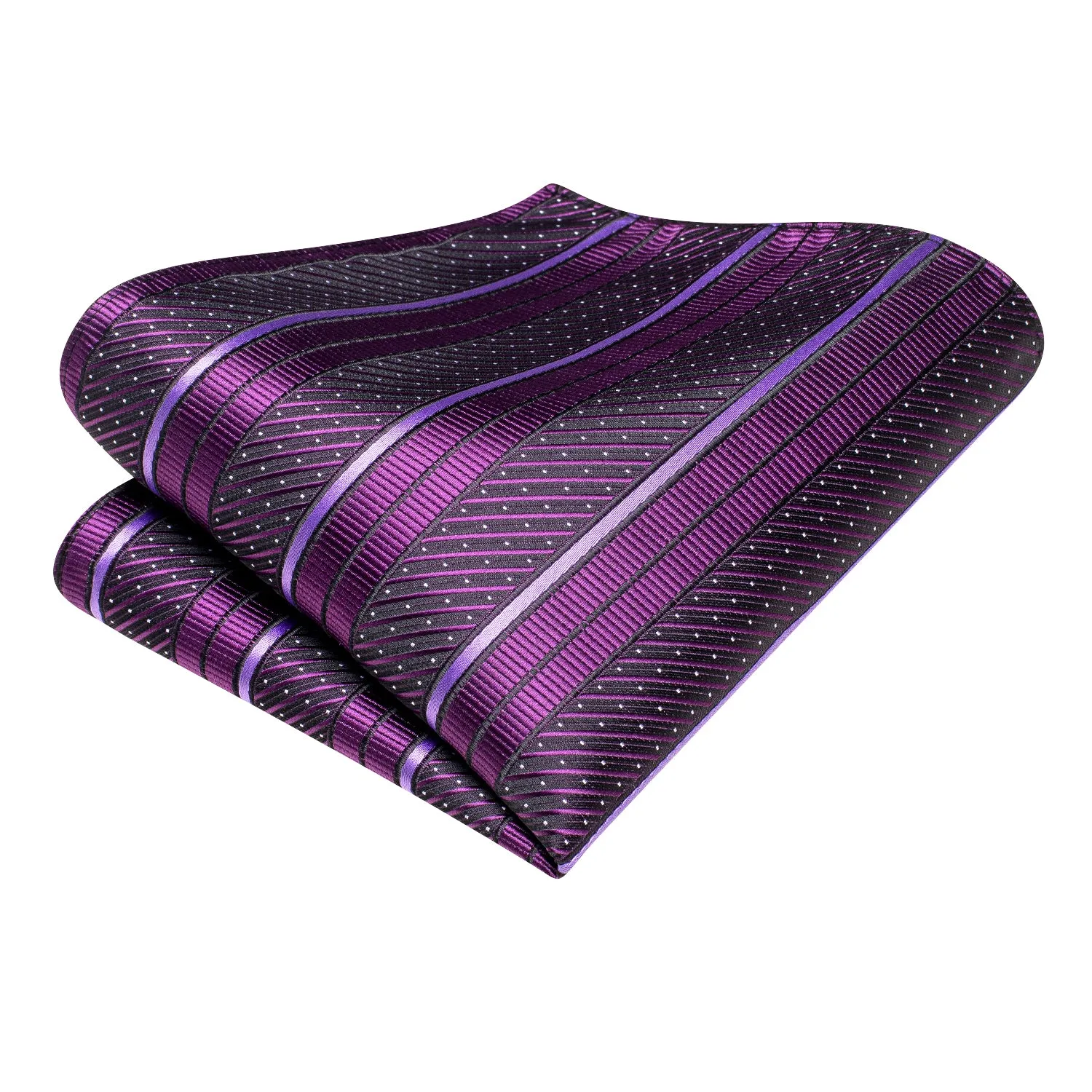 Purple Striped Men's Tie Handkerchief Cufflinks Set sold by Ties2You product image thumbnail 5