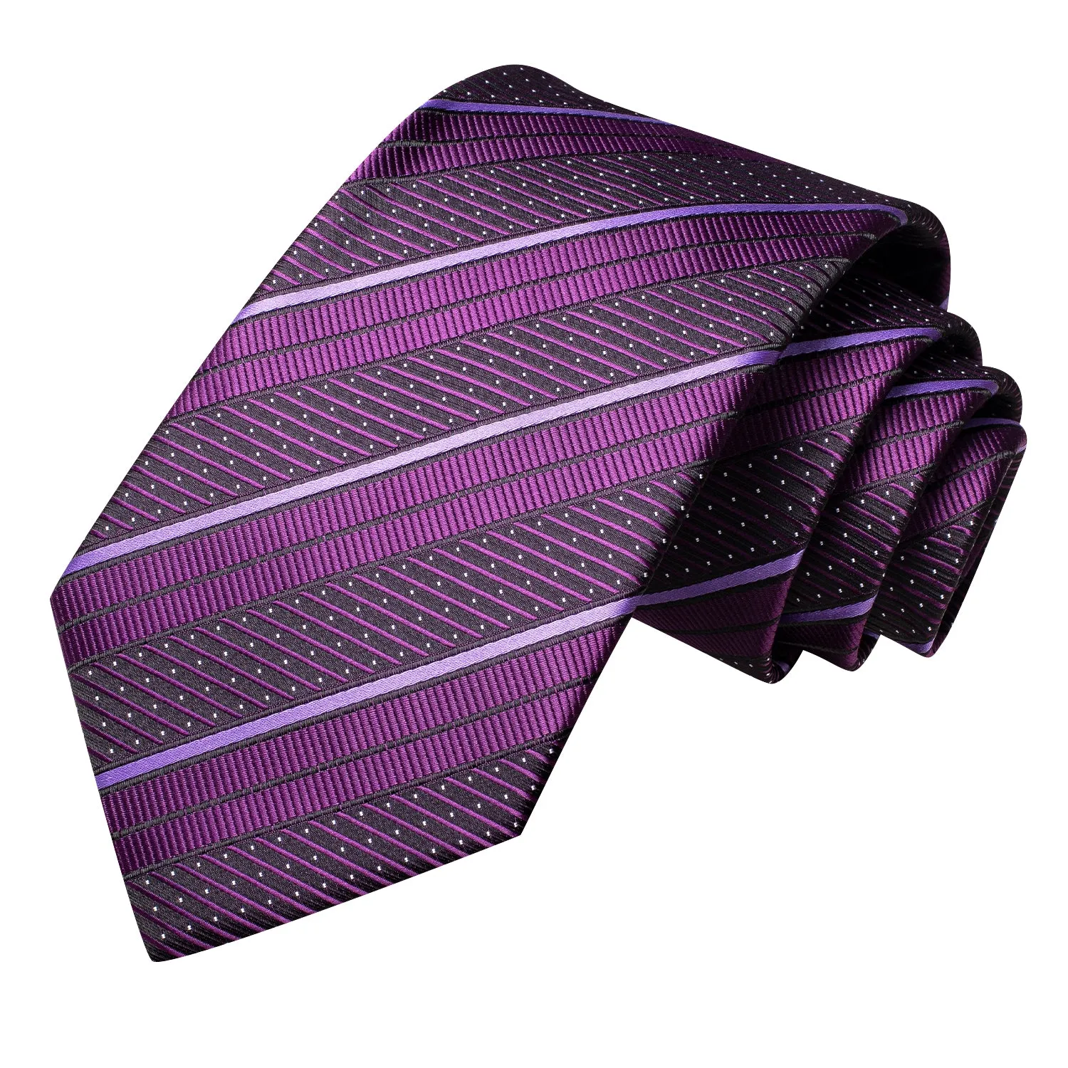 Purple Striped Men's Tie Handkerchief Cufflinks Set sold by Ties2You product image thumbnail 4